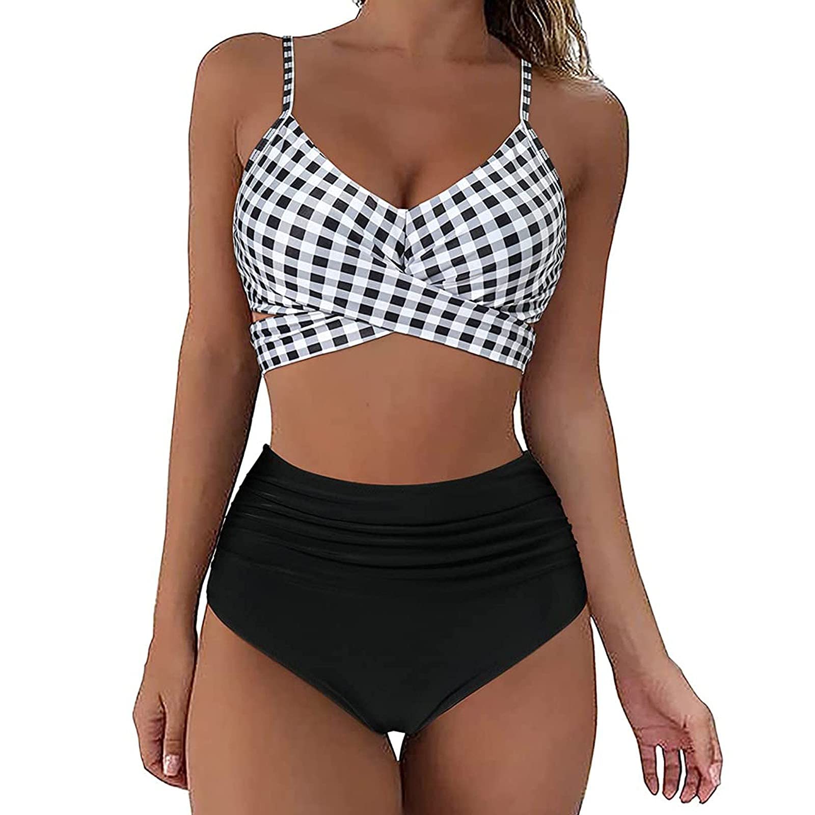 Kansopa Women's Push Up High Waisted Bikini Set - Criss Cross 2 Piece Swimwear for Beach, Pool & Vacation | Sexy Bathing Suit for Women