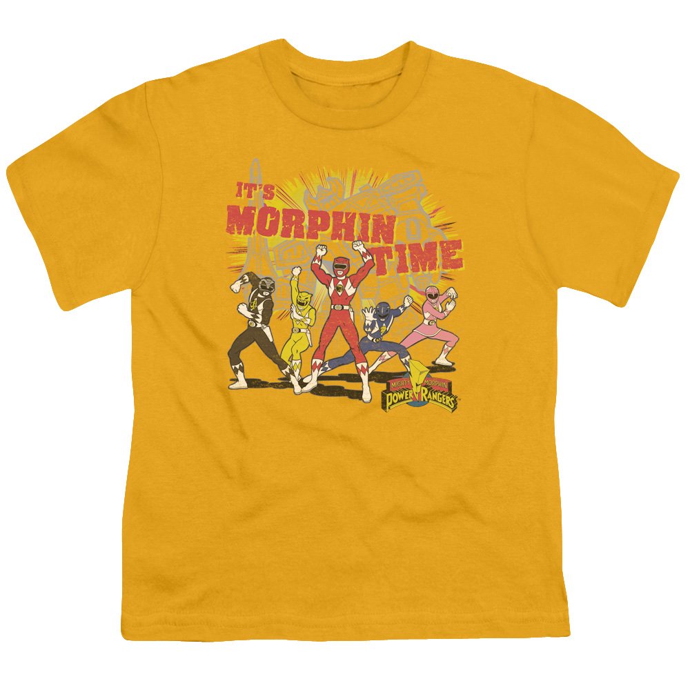 Power Rangers Morphin Time Unisex Youth T-Shirt for Boys & Girls - Fun Graphic Tee for Kids' Playtime, Birthday Parties & Superhero Costumes