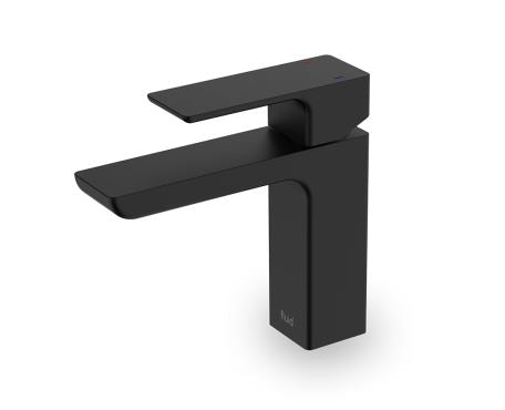 Premium Single Lever Matt Black Bathroom Sink Faucet with Pop-Up Drain - Modern Waterfall Spout Design for Bathroom Vanity, Powder Room & Guest Bath Installation