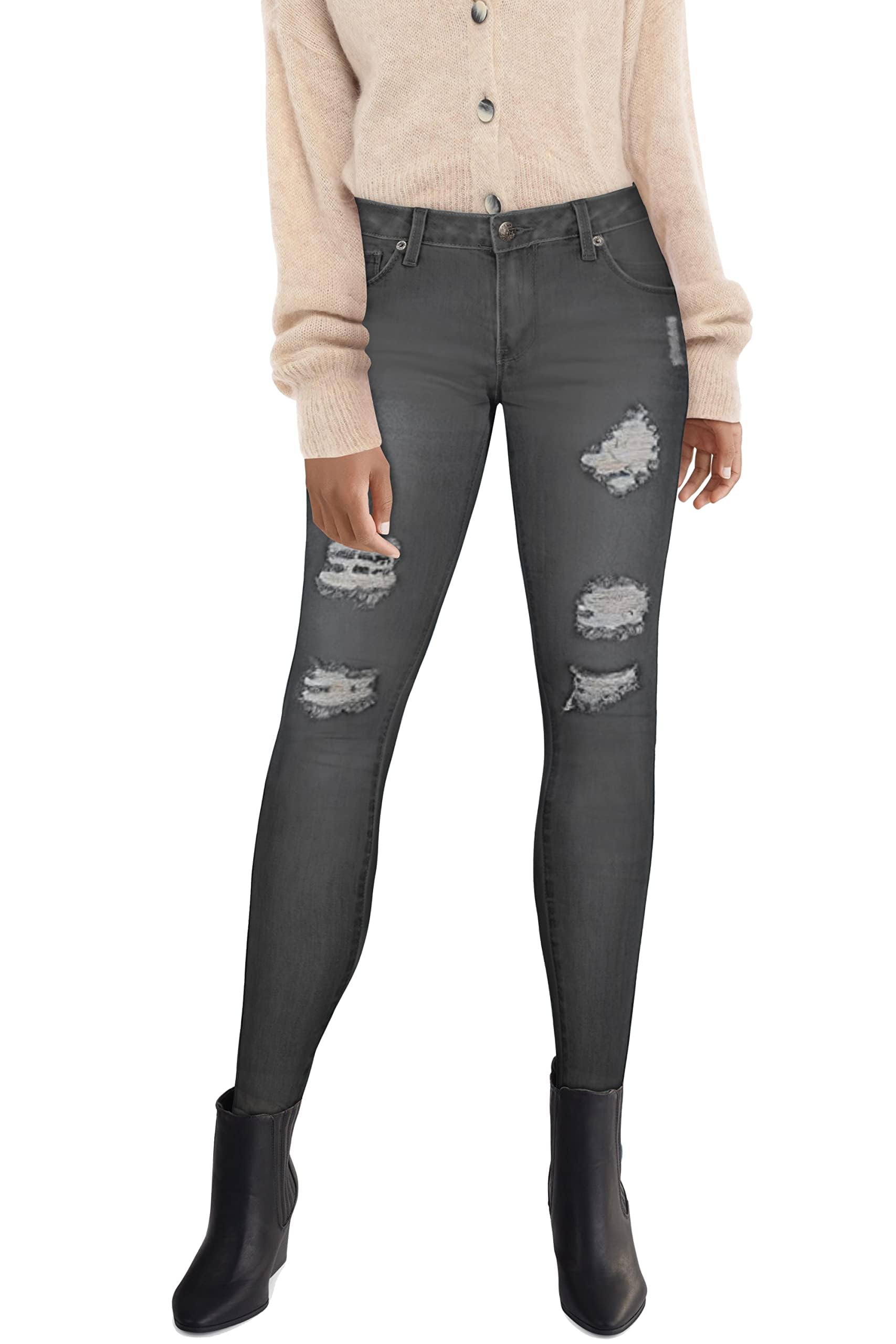 Hybrid & Company Women's High Waisted Butt Lifting Stretch Ripped Skinny Jeans - Super Comfortable Denim Pants for Casual Wear & Night Out