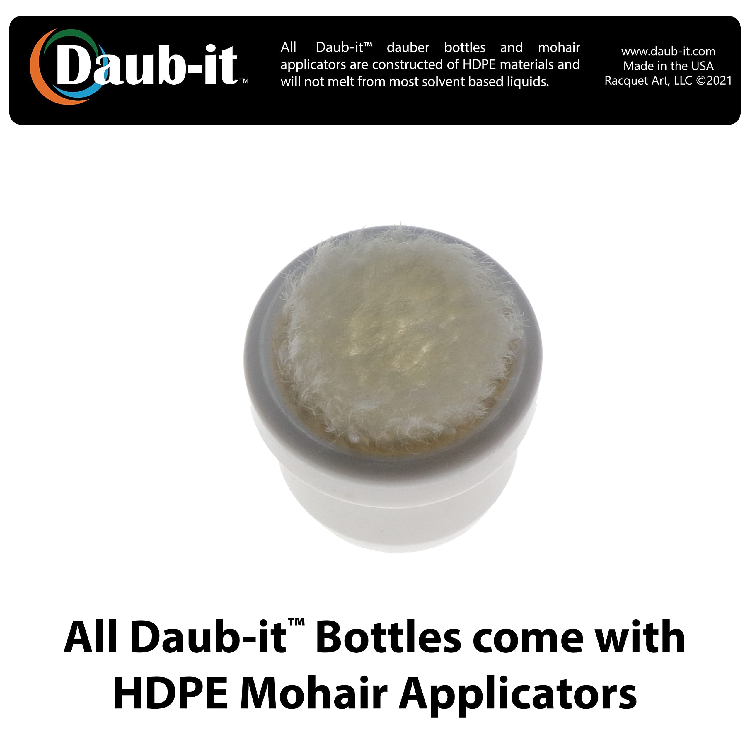 Daub-it Empty Bottles with Applicators - 1 oz Mohair Dauber Bottles (6 Pack) - Perfect for Nail Polish, Essential Oils & Craft Glue Application