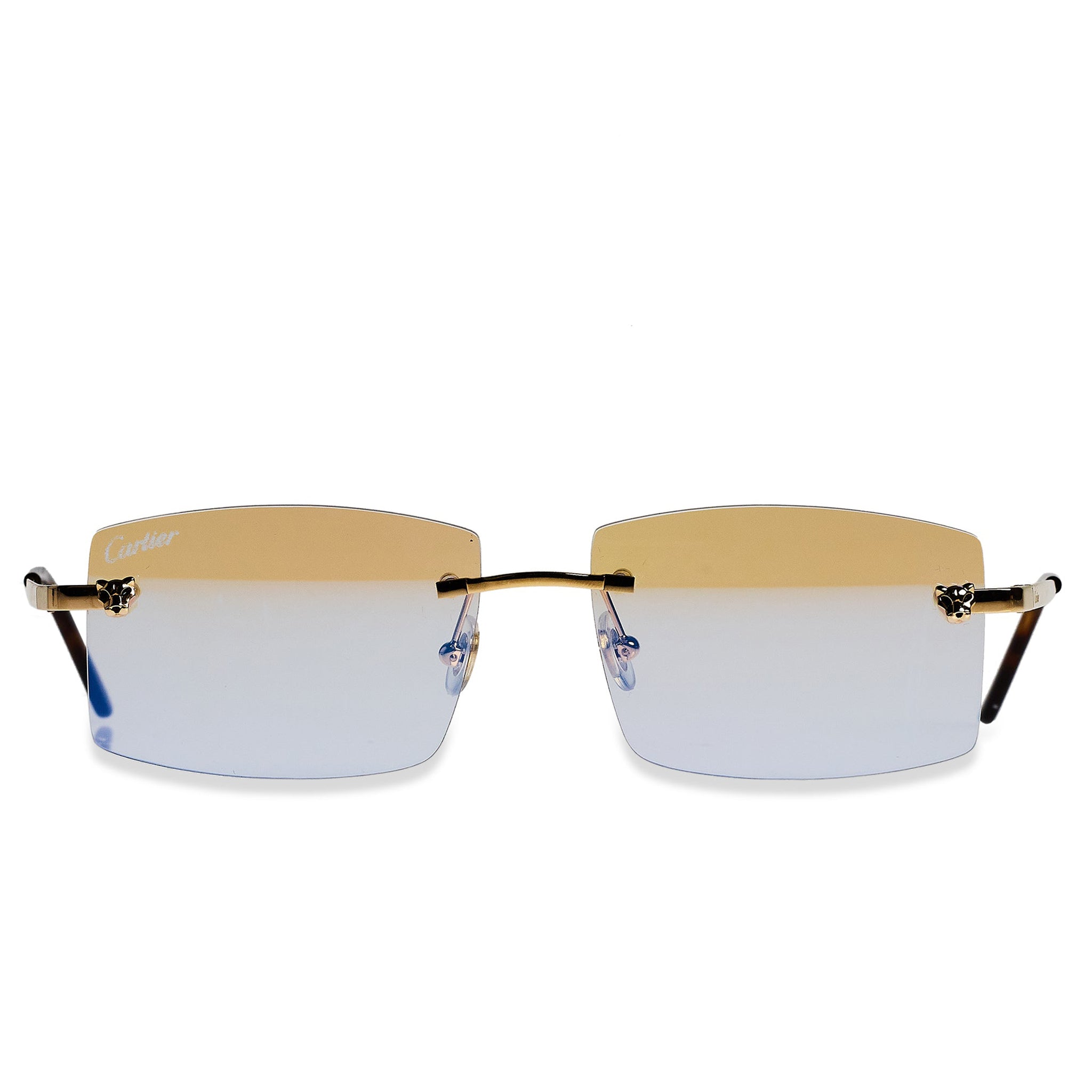 Cartier CT0148O 001 Panthere De Cartier Rimless Sunglasses for Women - Luxury Designer Eyewear - UV Protection - Perfect for Travel, Beach & Fashion Events