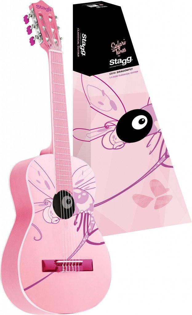 Stagg C510 DRAGONFLY 1/2 Size Classical Acoustic Guitar with Beautiful Floral Graphic Design - Perfect for Beginners, Kids & Travel | Home Practice, Music Lessons & Outdoor Performances