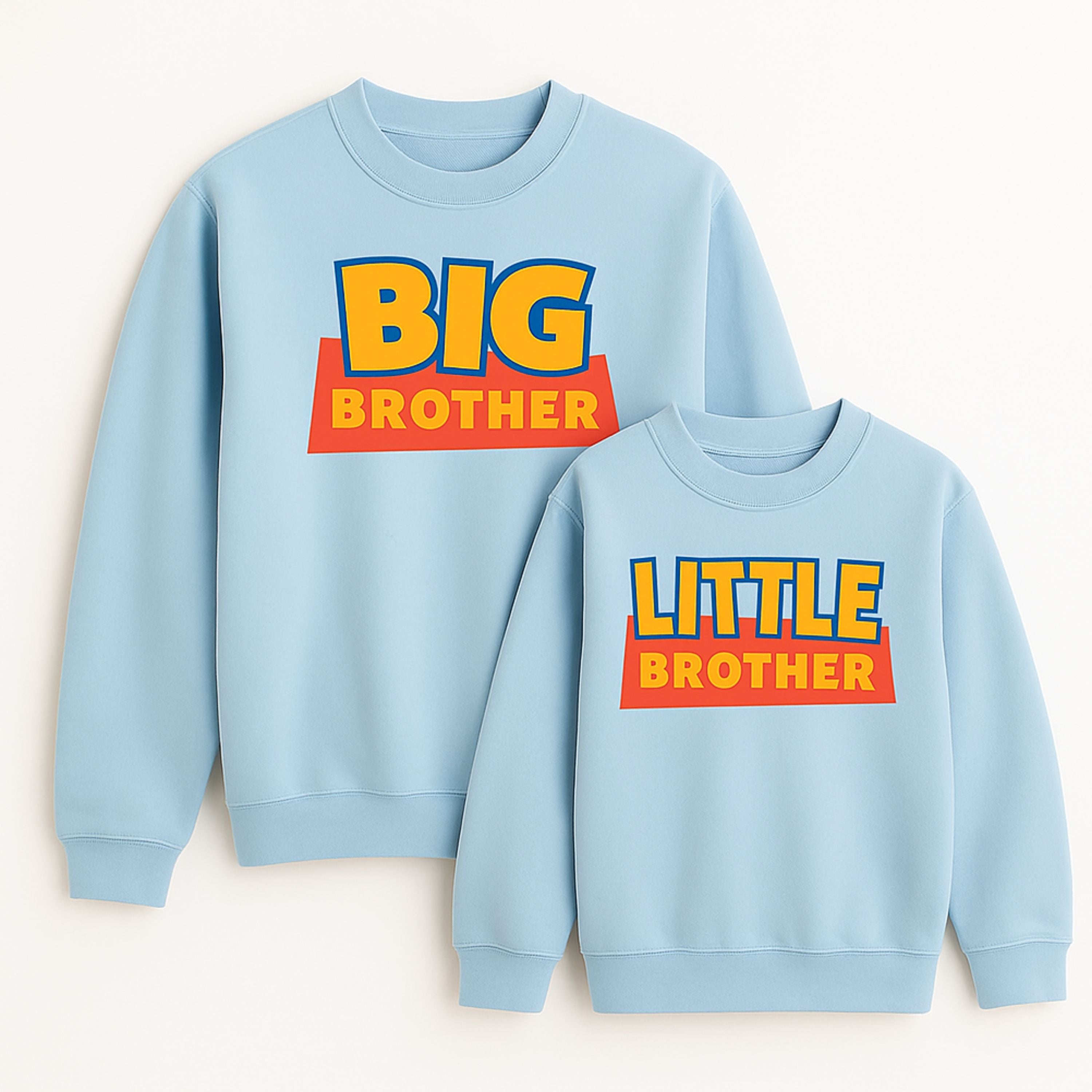 Brothers Matching Sweatshirts - Cute Sky Blue Twin Outfits for Siblings - Perfect for Family Photos, Birthdays & Twin Day at School