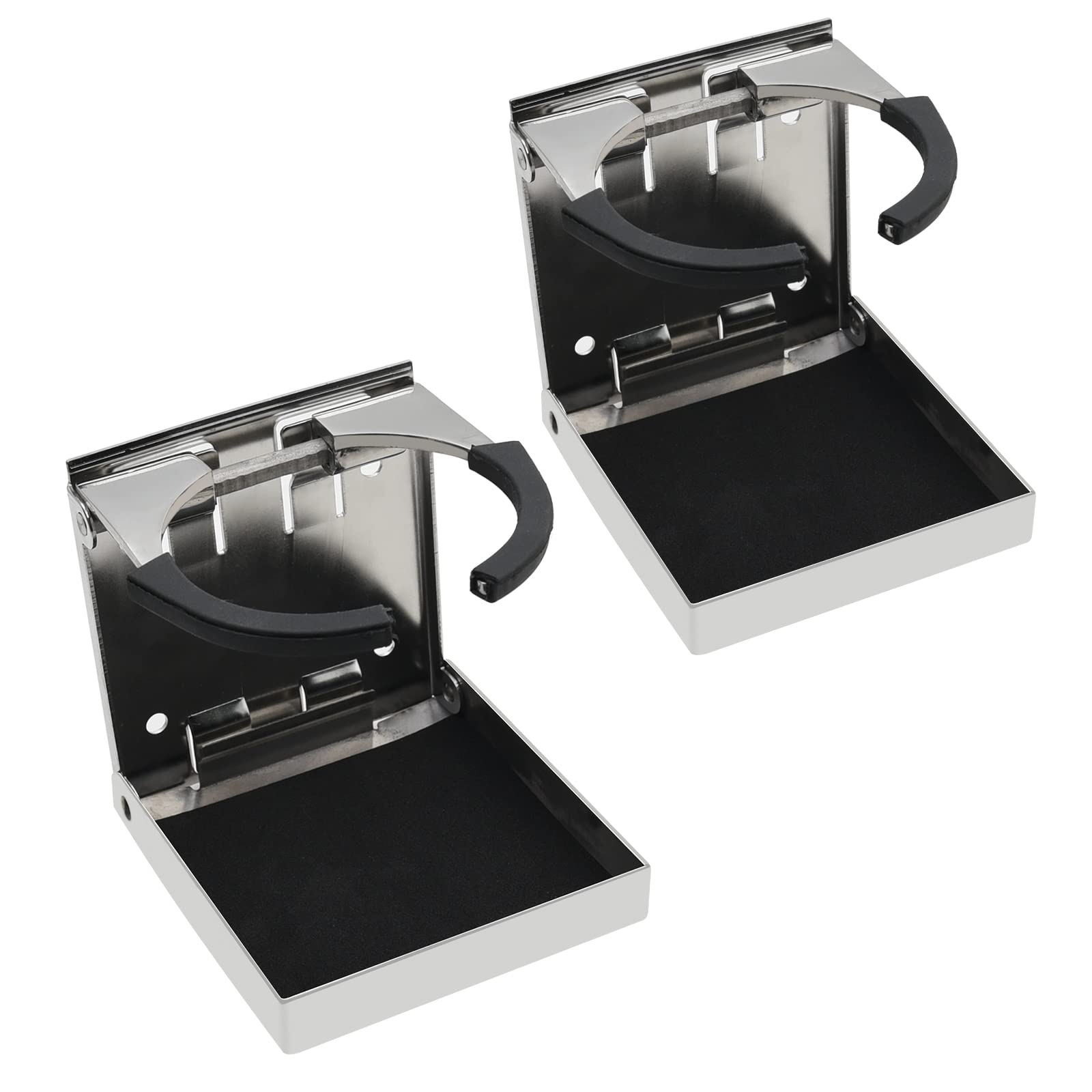 KAOLALI 2-Pack Adjustable Stainless Steel Folding Cup Holder - Marine Grade Drink Holder for Boat, Car, RV, Truck - Perfect for Travel, Camping & Outdoor Adventures