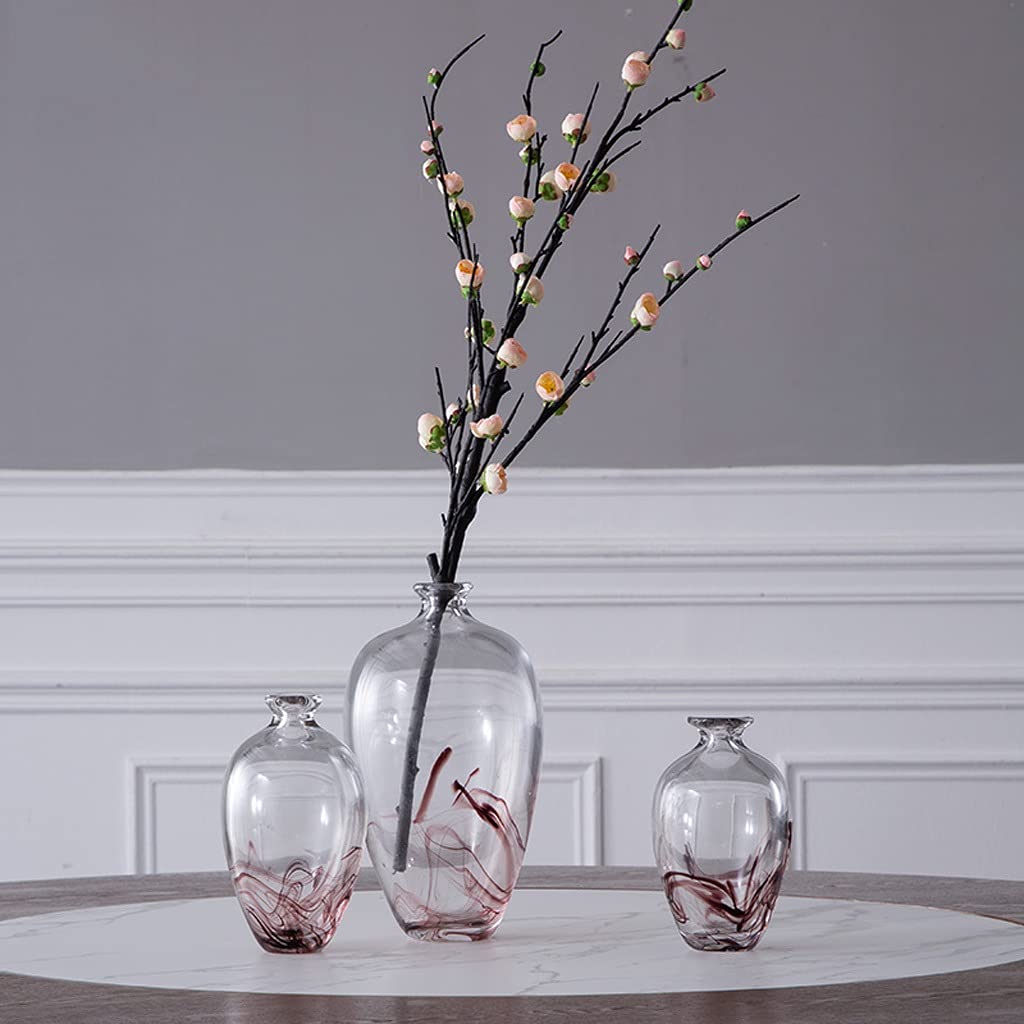 TOMYEUS Japanese Zen Style Transparent Glass Flower Vase - Hydroponic Plum Blossom Vase for Home Decor, Living Room Table Centerpiece, Floral Arrangement | Perfect for Zen Gardens, Meditation Spaces & Modern Interior Design