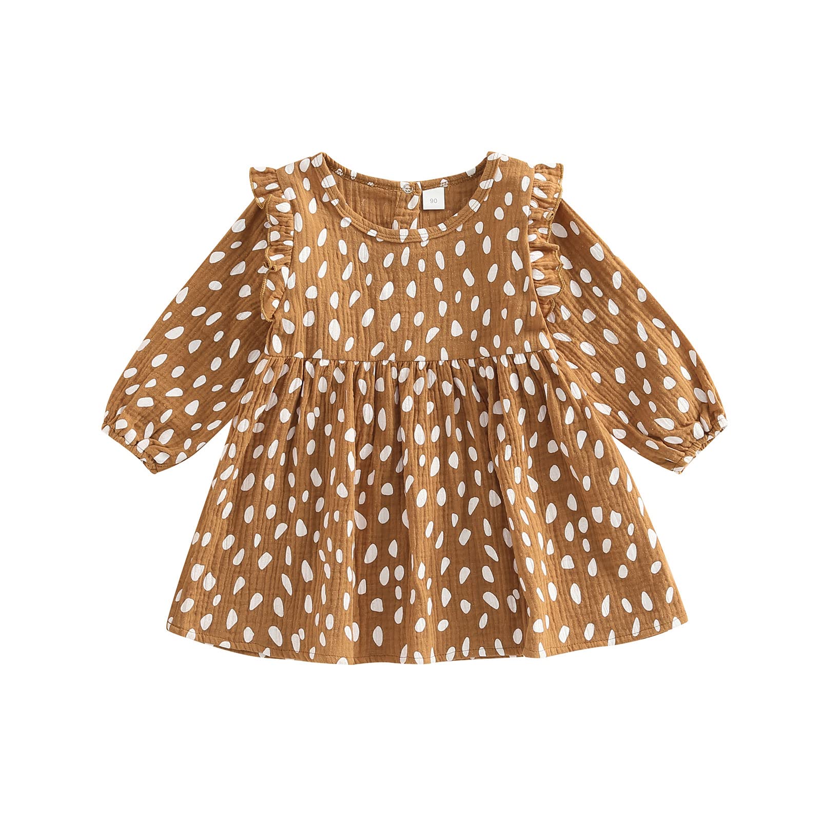 Toddler Girls Ruffle Long Sleeve Dot Print Princess Dress - Cute One-Piece Party Outfit for Spring, Fall & Winter | Perfect for Birthday, Holiday & Special Occasions