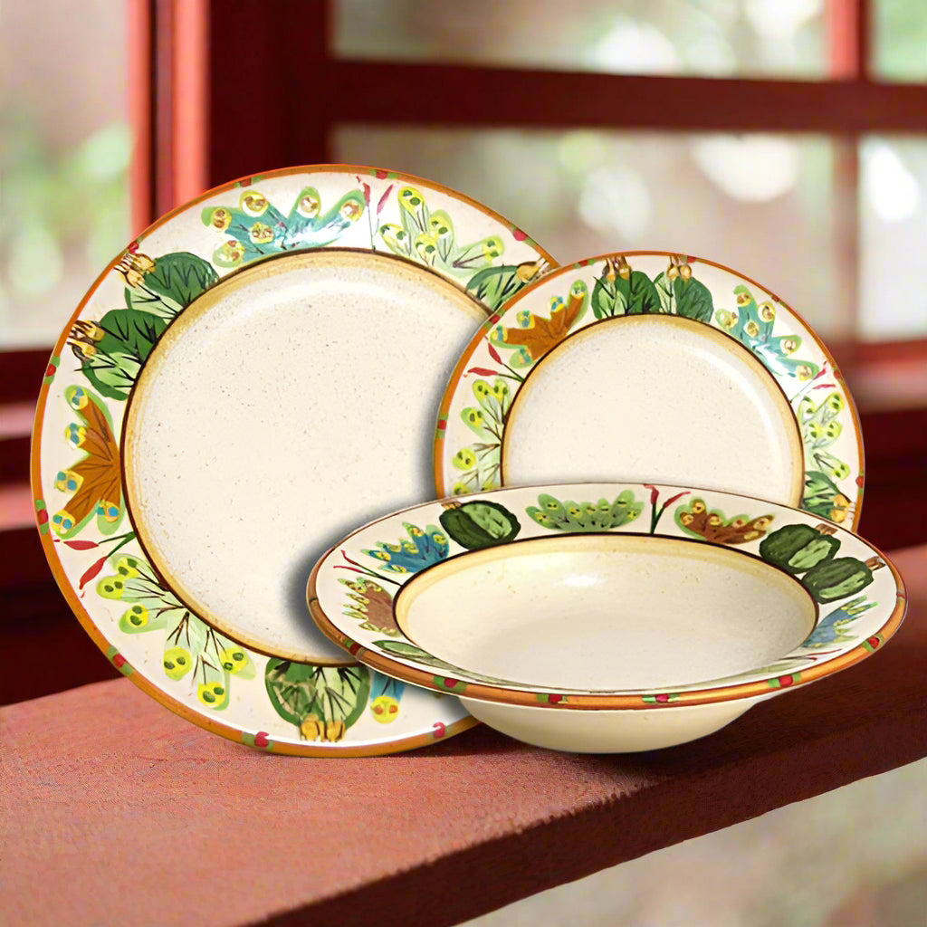 Hand Painted Sonoran Desert Dinnerware Set - Southwestern Style Ceramic Plates & Bowls for Rustic Home Decor | Perfect for Southwestern Themed Dining, Kitchen Decor, and Gift Giving