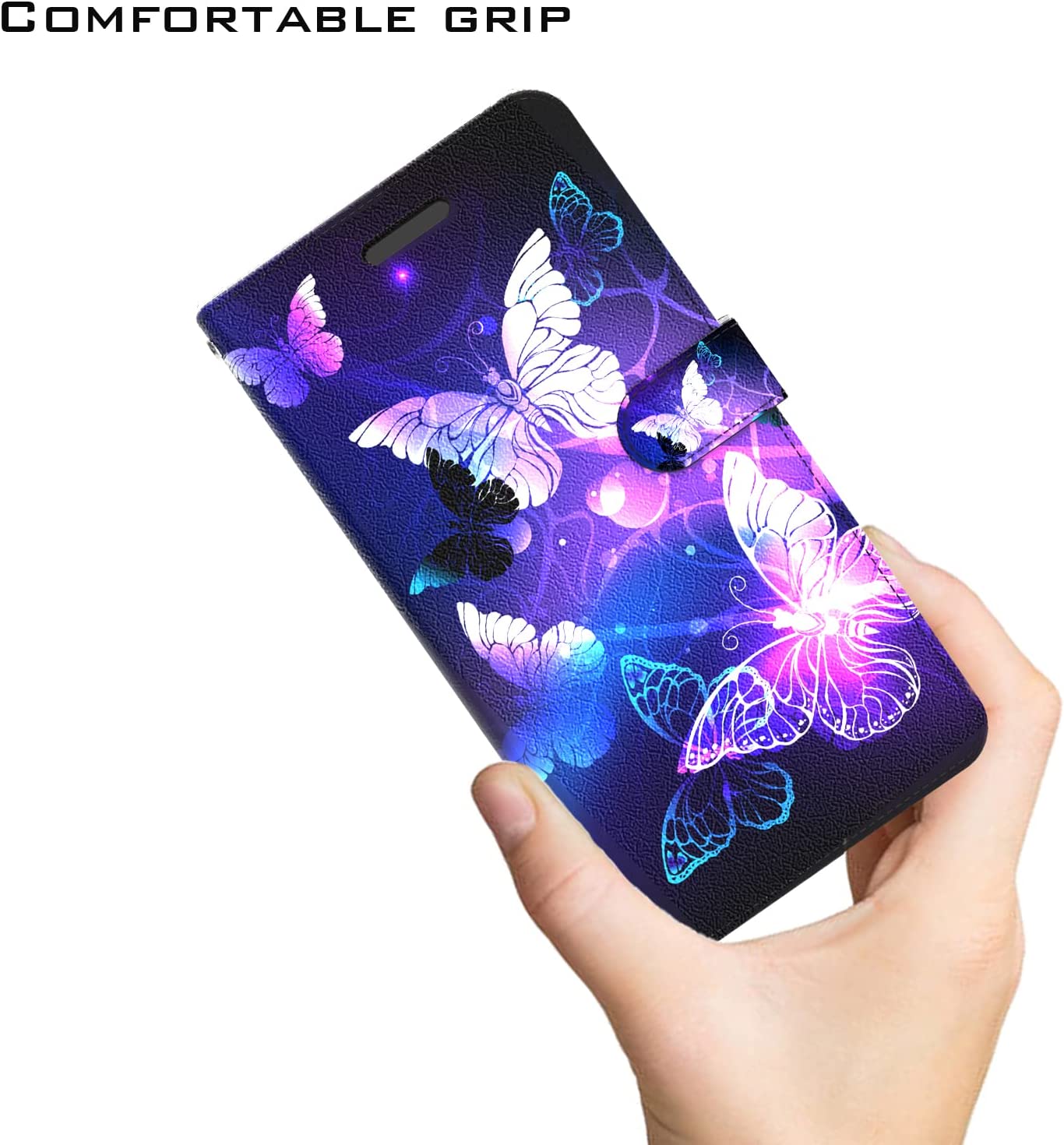 Premium iPhone 14 Pro Max Case with Hand Strap - PU Leather Flip Cover with Clip & Butterfly Design | Perfect for Outdoor Activities, Travel & Daily Protection