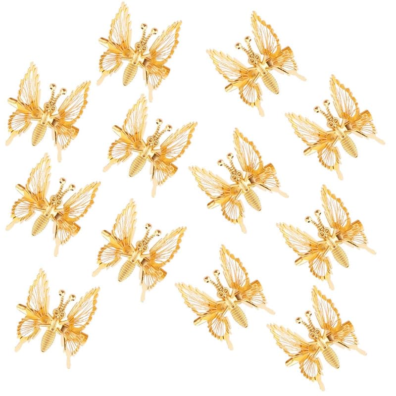 Staila 6-Piece 3D Gold & Silver Metal Moving Butterfly Hair Clips - Cute Hair Barrettes & Clamps for Women & Girls | Perfect for Parties, Weddings & Everyday Hairstyles