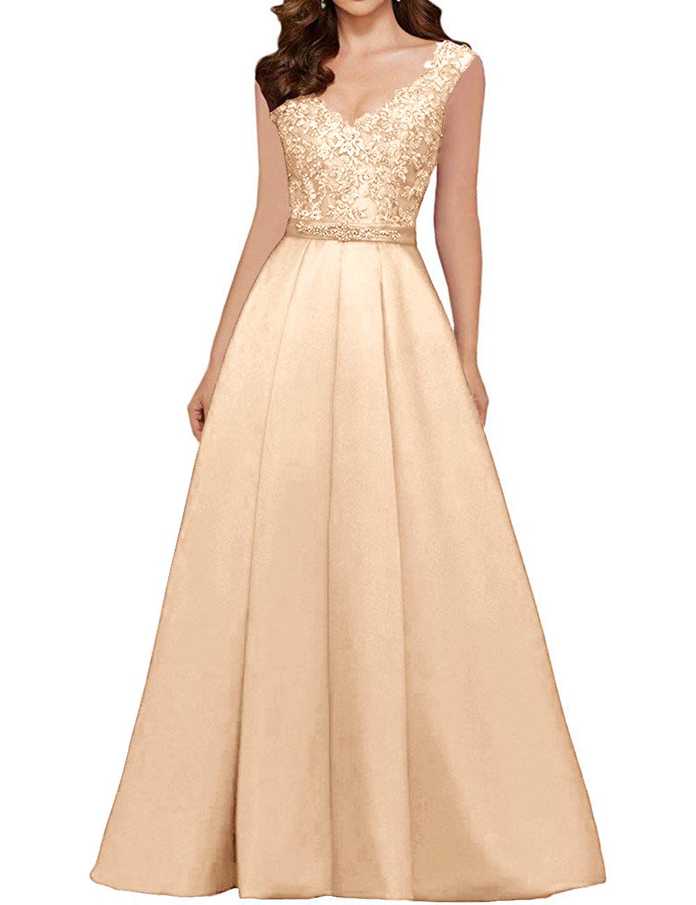 Elegant V-Neck Mother of the Bride Dress - Formal Evening Gown for Weddings, Prom & Special Occasions | Perfect for Church Ceremonies, Receptions & Black Tie Events