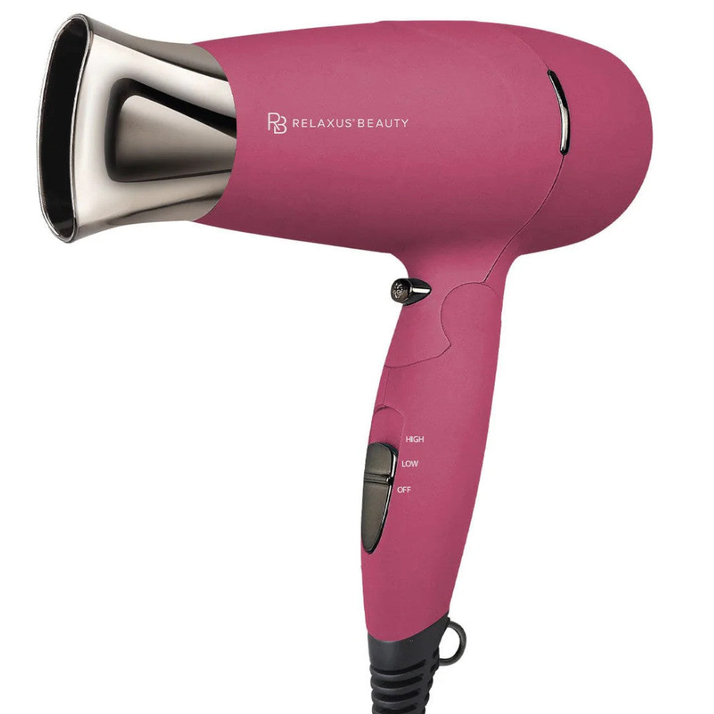 RELAXUS 544432 Compact Travel Hair Dryer - Fast Drying, Dual Voltage, Lightweight & Portable - Perfect for Hotels, Gym, Vacation & On-the-Go Styling