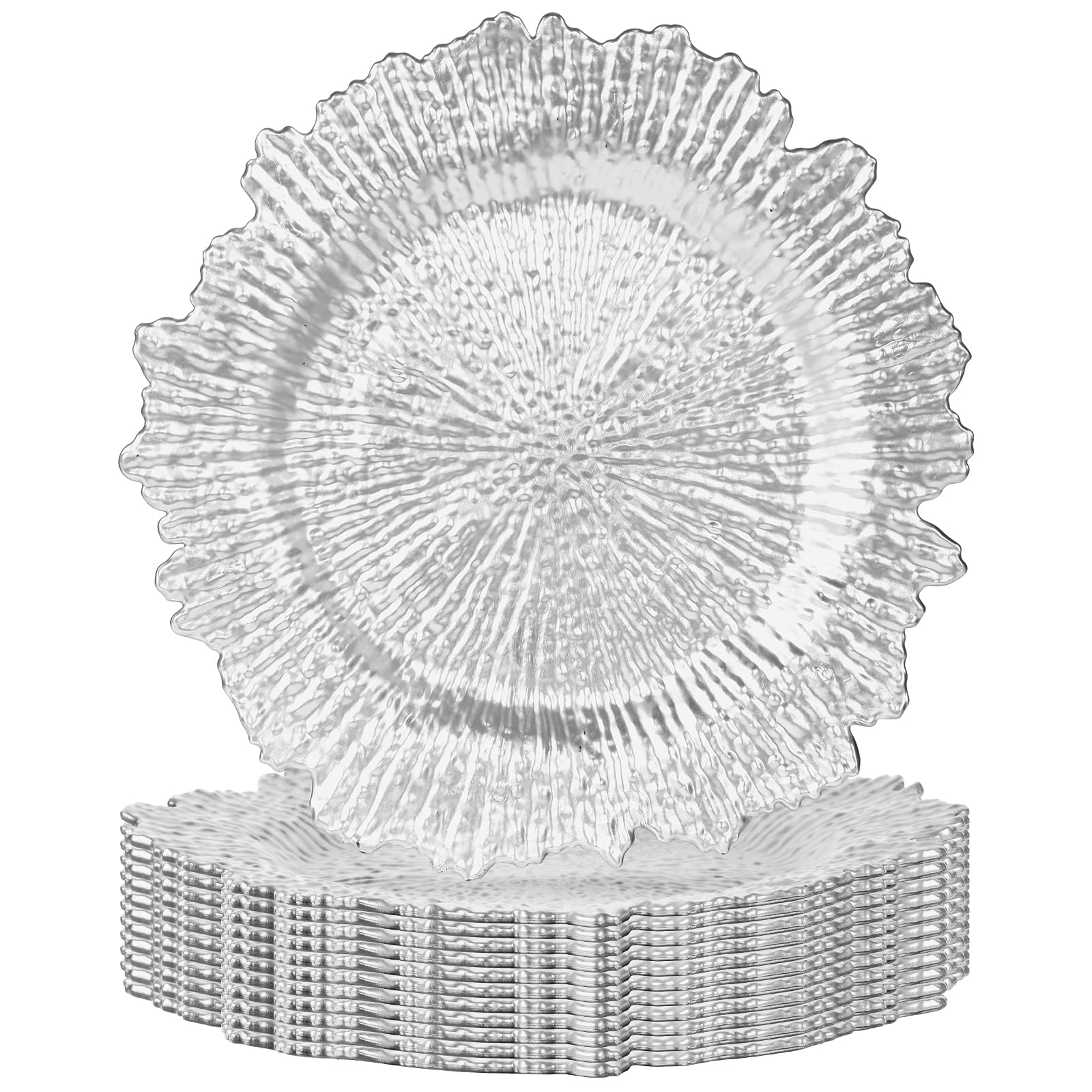 12-Piece Silver Charger Plates Set - Elegant Dinner Plate Chargers for Thanksgiving, Christmas, Wedding, Party & Holiday Events - Perfect for Formal Dining & Special Occasions