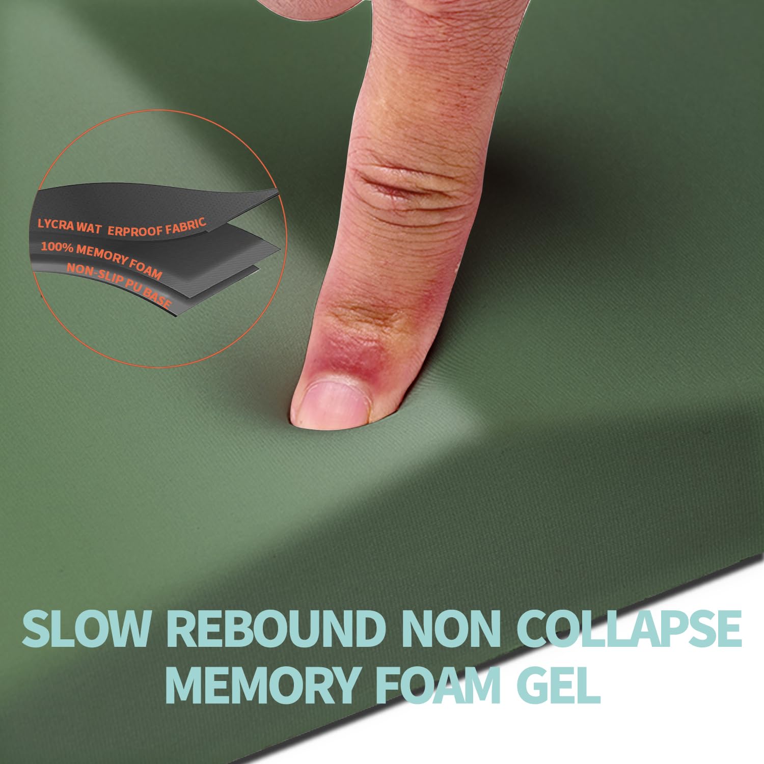 Ergonomic Mouse Pad with Wrist Support - Memory Foam Gel Cushion for Carpal Tunnel Pain Relief - Large 13x8 Inch Olive Green Wrist Rest for Computer & Wireless Mouse - Perfect for Office Work, Gaming & Long Computer Sessions