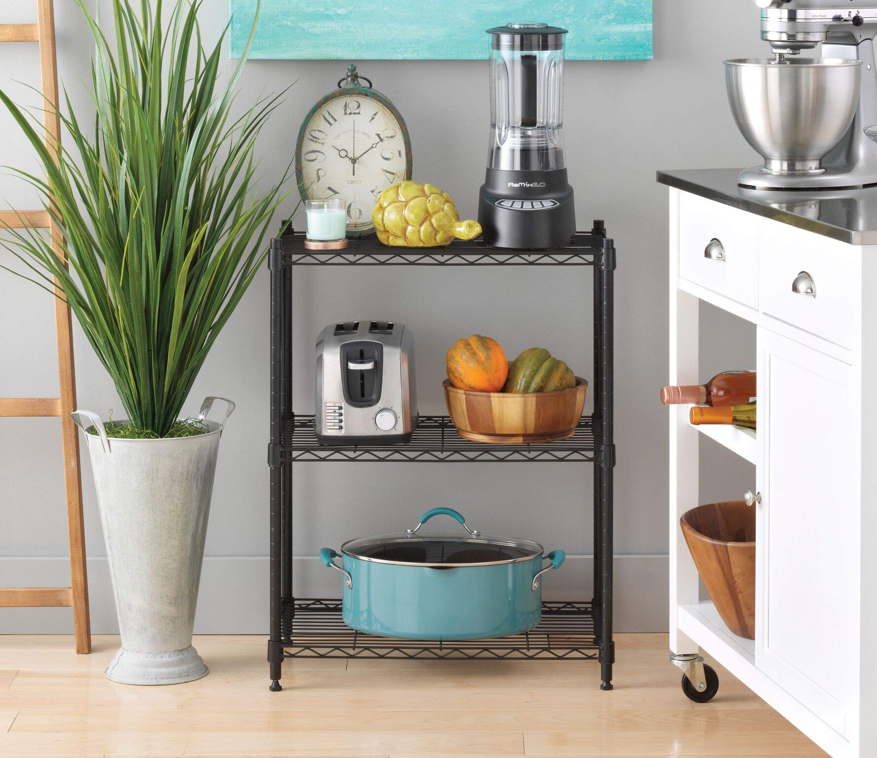 Whitmor 3-Tier Metal Wire Shelving Unit - Heavy Duty Storage Rack for Pantry, Kitchen, Garage & Plant Organization - Easy Assembly Space Saving Shelves for Home, Office & Commercial Use