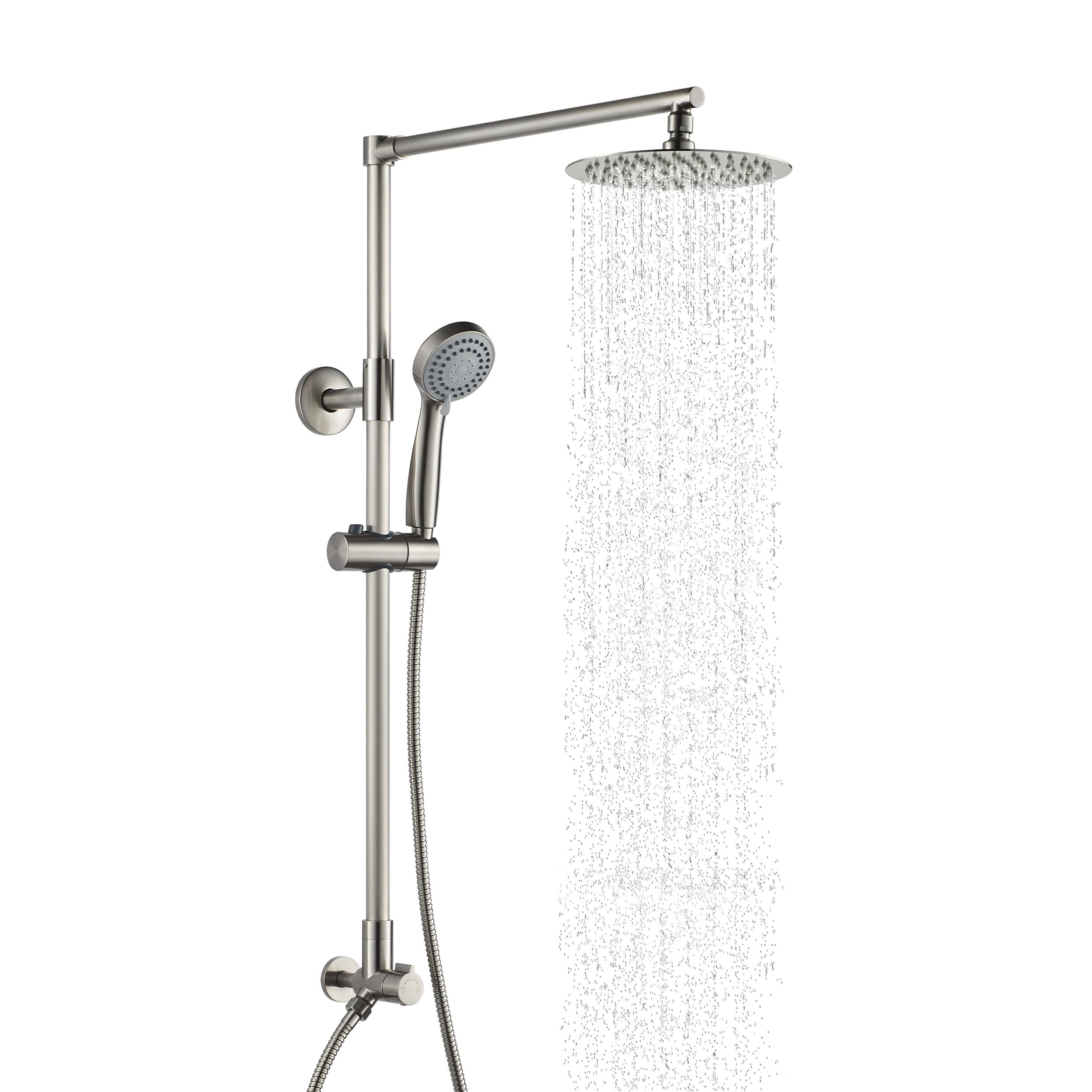 Polaris 3 Retrofit Rain Shower System - 3-Setting Handheld Shower Combo with Adjustable Slide Bar, 8 Inch Low Profile Shower Head (2.5 GPM, Brushed Nickel Finish) for Bathroom Renovation & Spa-Like Shower Experience