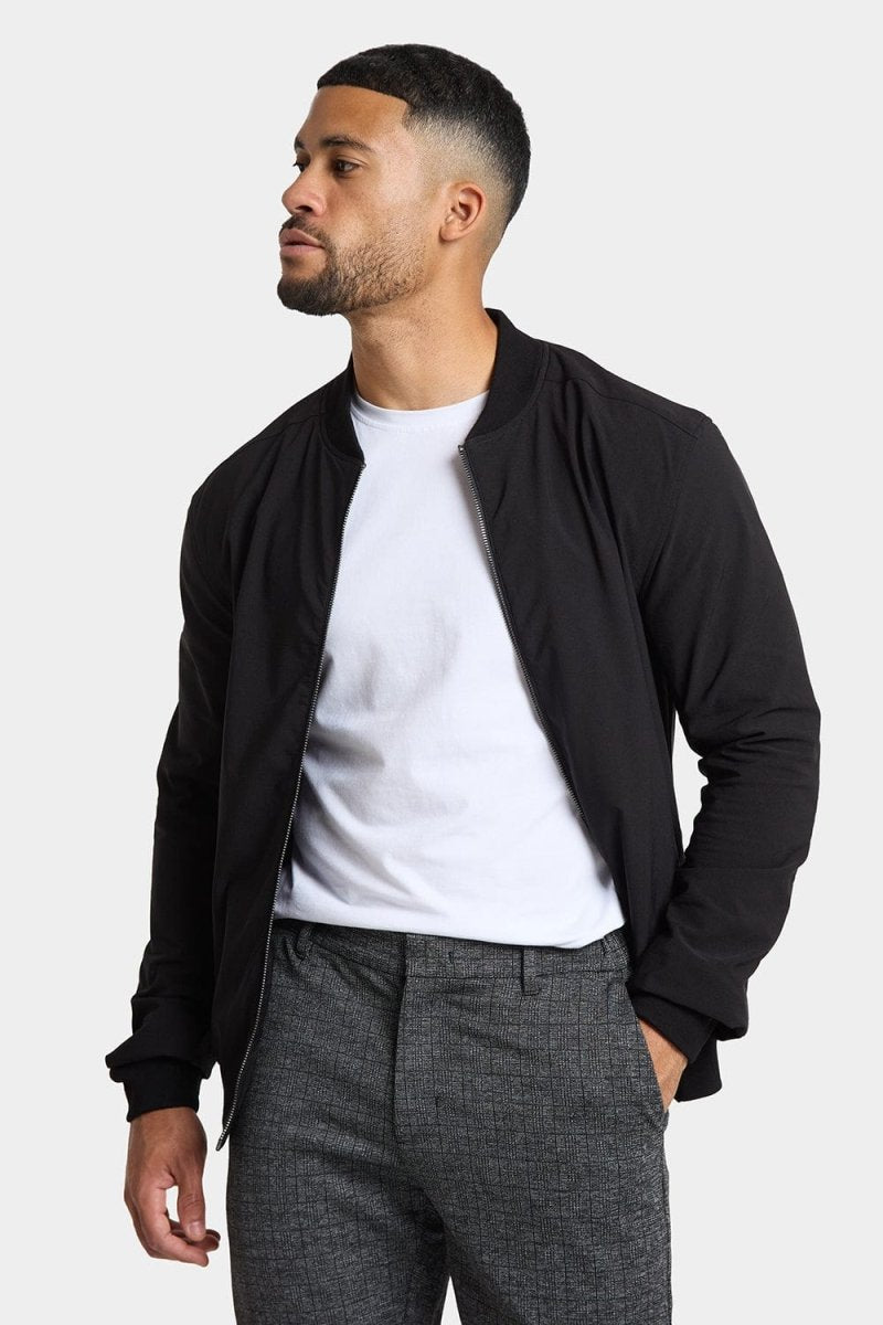 Men's Black Bomber Jacket - Lightweight Windbreaker for Outdoor Activities & Casual Wear | Perfect for Travel, Hiking & Everyday Style