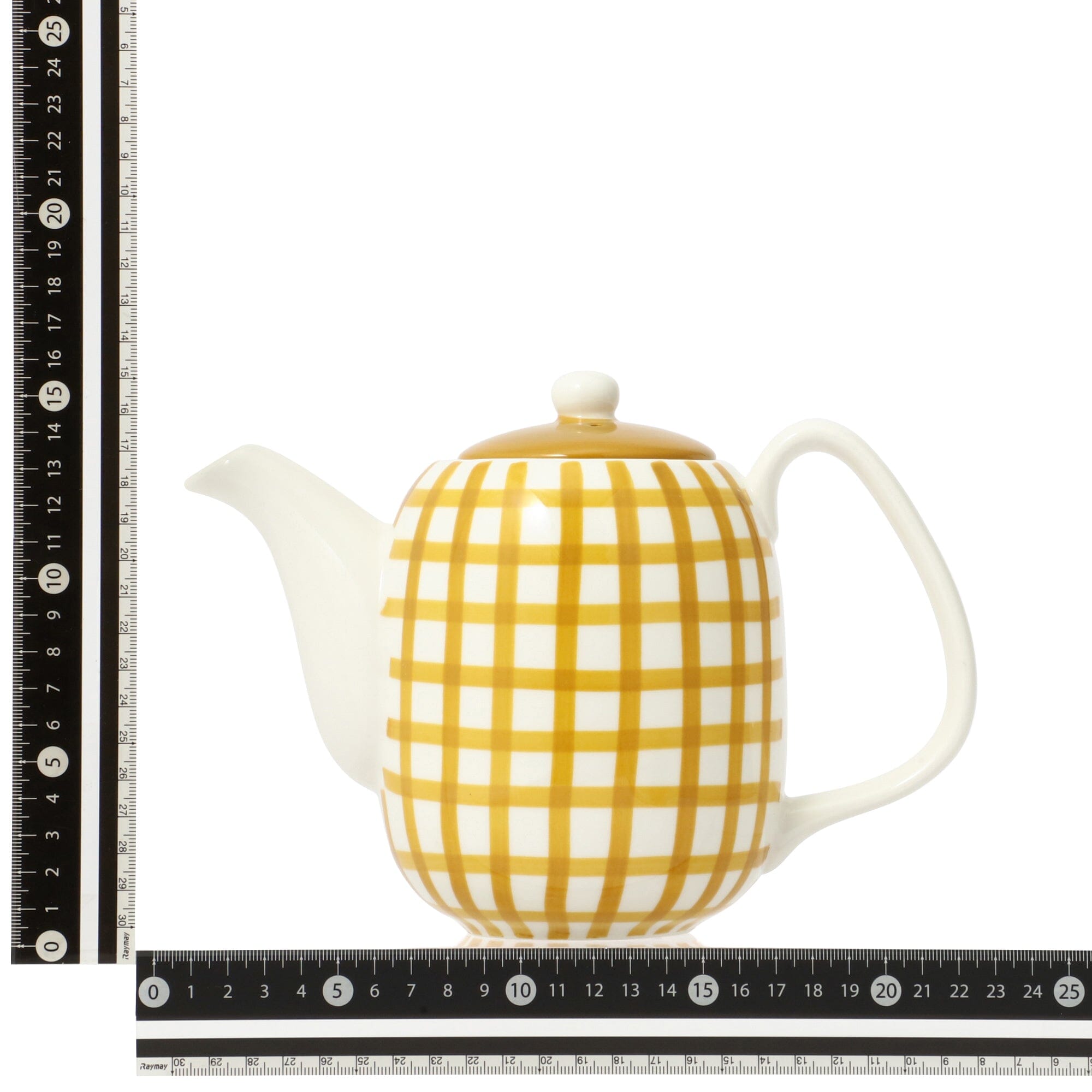 Hand Painted Ceramic Teapot - Yellow Checkered Design - Perfect for Afternoon Tea & Home Decor