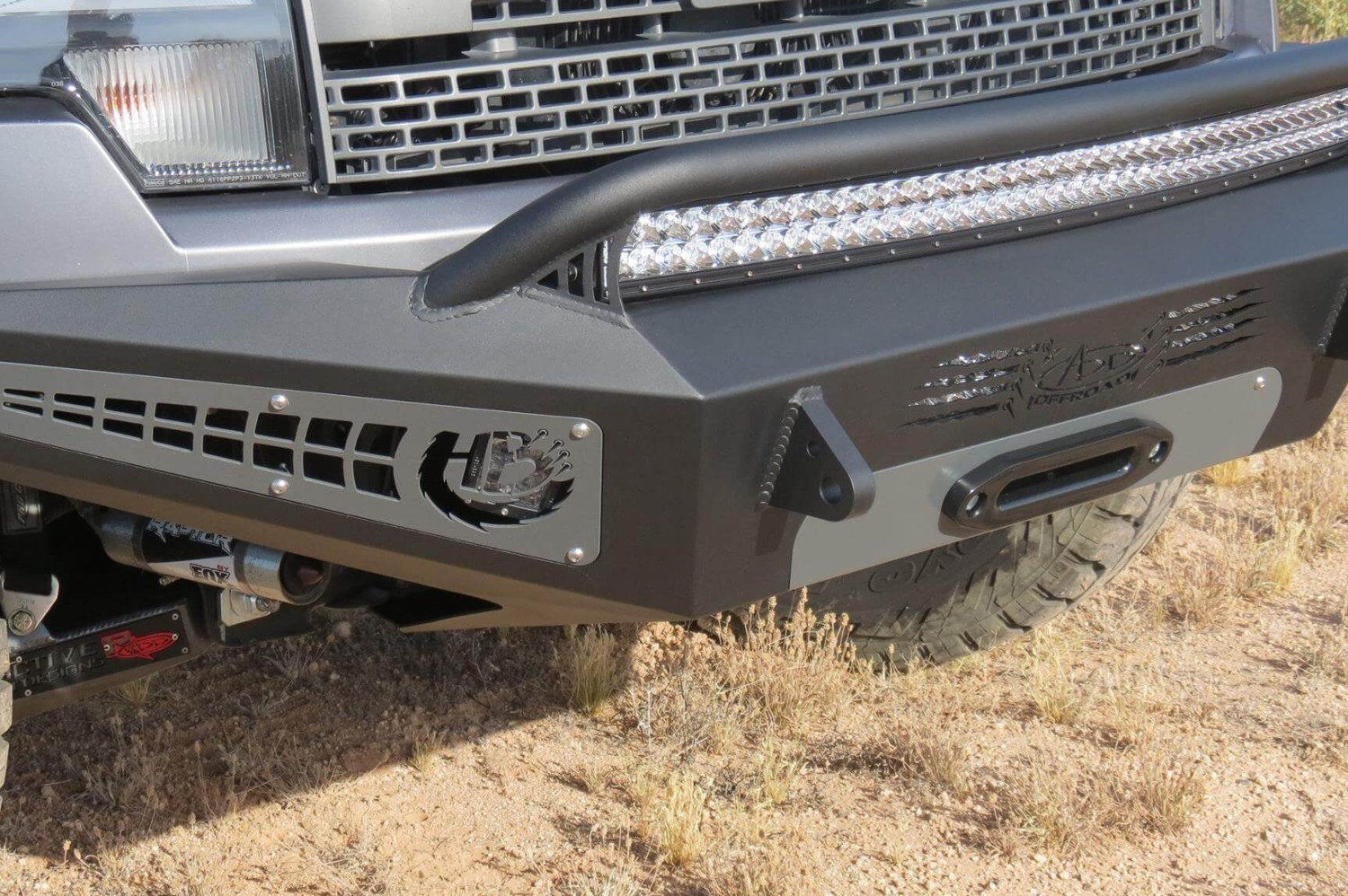 Ford F150 Raptor 2010-2014 Honeybadger Front Bumper with Winch Mount & LED Light Mounts | Heavy-Duty Off-Road Bumper for Adventure & Truck Protection