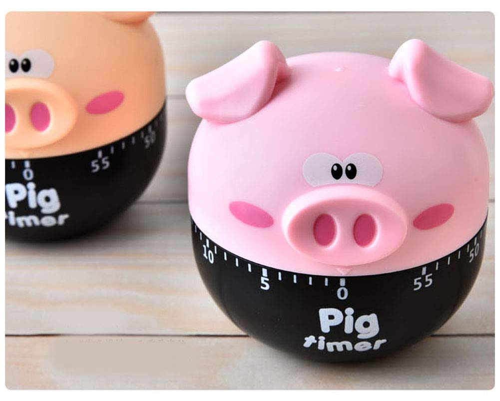 60-Minute Cute Cartoon Pig Kitchen Timer - Loud Alarm Mechanical Cooking Clock for Baking, Studying & Classroom Activities (Khaki)