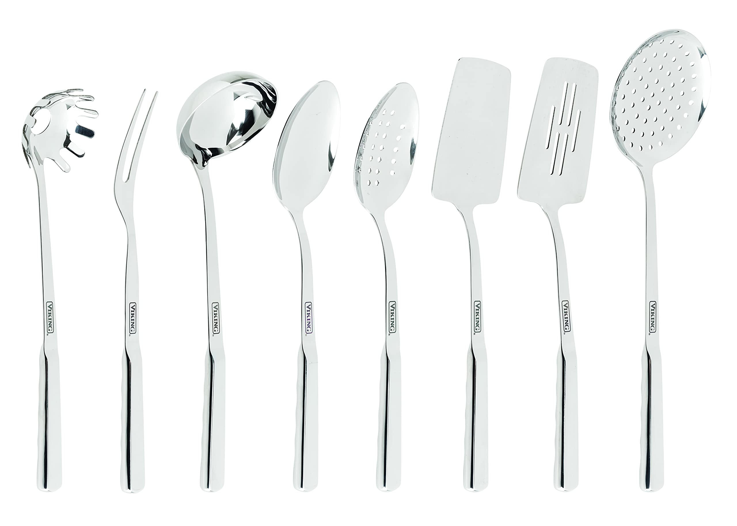 Viking Culinary 10-Piece 304 Stainless Steel Kitchen Utensil Set with Ergonomic Stay-Cool Handles & Mixing Bowls, Non-Slip Silicone Base - Perfect for Baking, Cooking, and Food Prep in Professional & Home Kitchens