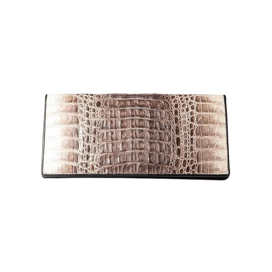 Premium Grey Two-Tone Crocodile Leather Long Wallet for Men - Luxury Bifold Wallet with RFID Protection - Perfect for Business, Travel & Everyday Use