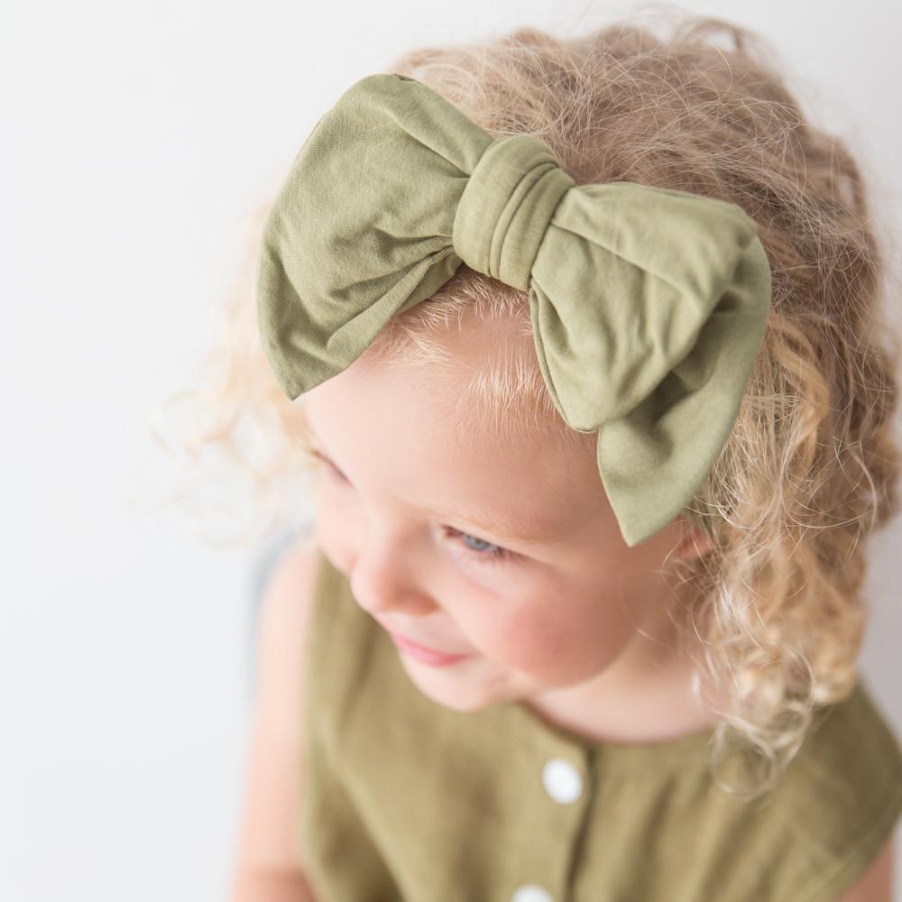 Oversized Bow Headband in Moss Green - Elegant Hair Accessory for Women, Parties, Weddings & Special Occasions