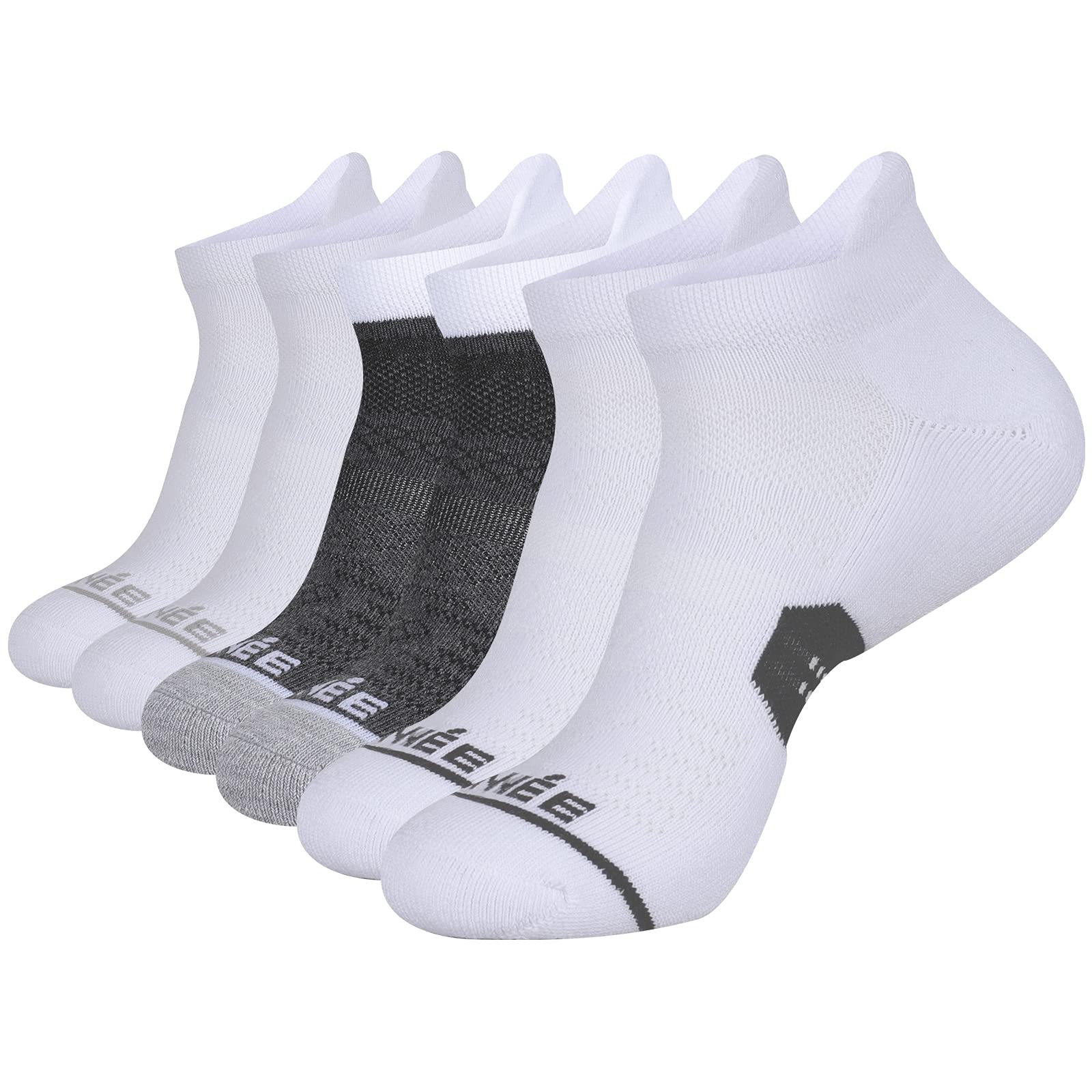 JOYNÉE 6 Pack Men's Running Ankle Socks with Cushion Support - Breathable Low Cut Athletic Sport Socks for Jogging, Gym & Daily Wear