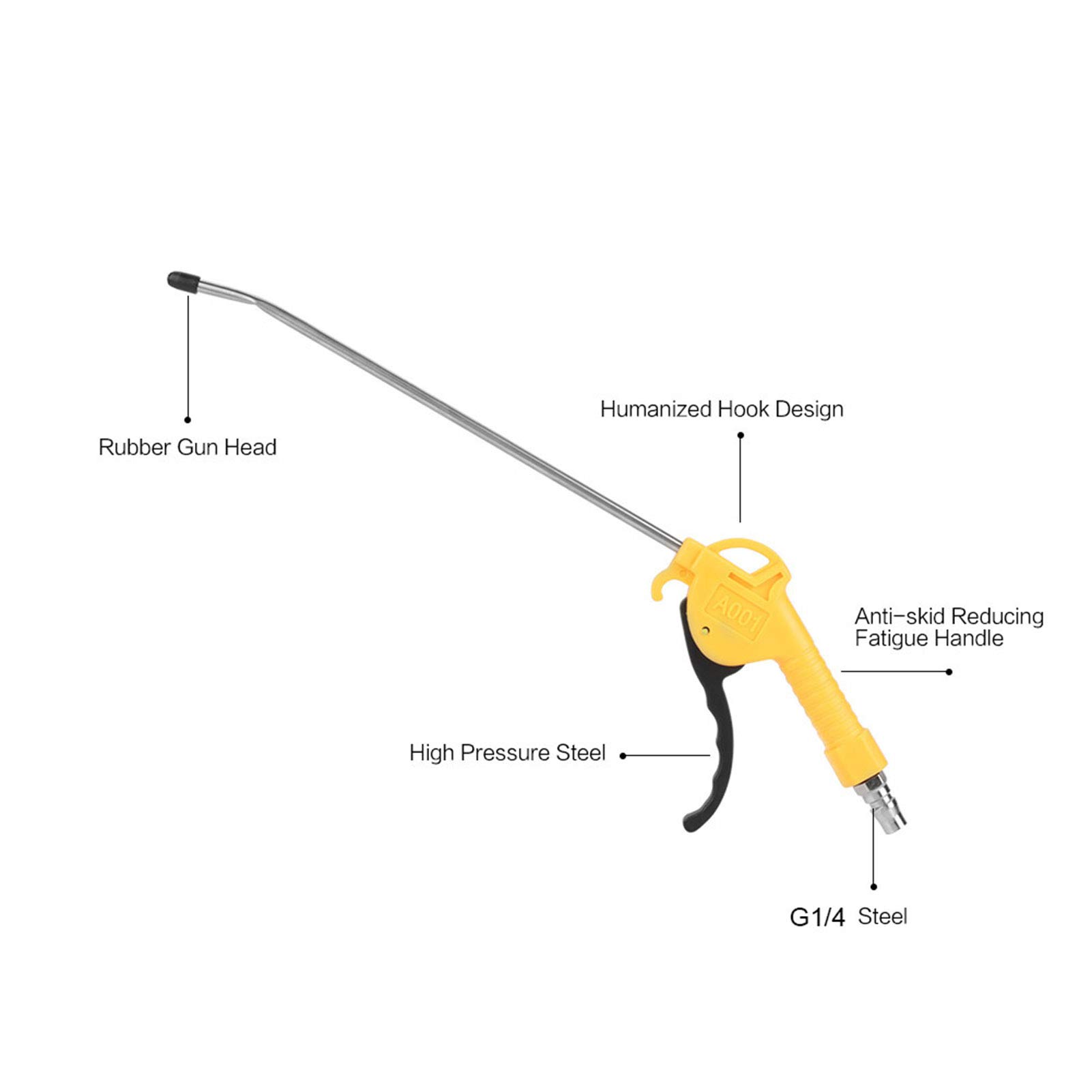Air Blow Gun for Air Compressors - Heavy Duty Pneumatic Air Nozzle Tool with Extended Joint for Dust Cleaning | Workshop, Garage & Industrial Use