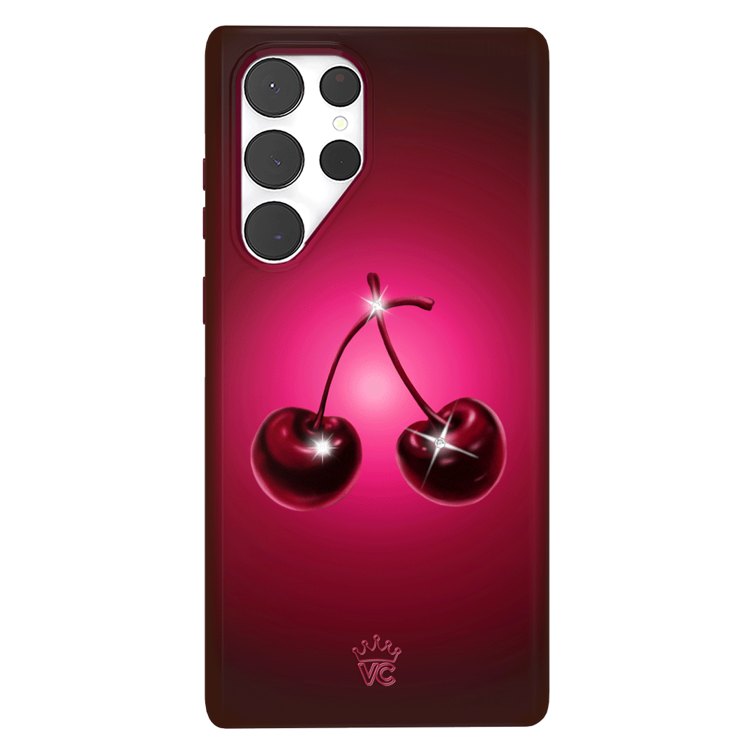 Samsung Galaxy Phone Case with Black Cherry Crystal Design - Elegant & Protective Cover for Everyday Use, Work, and Travel