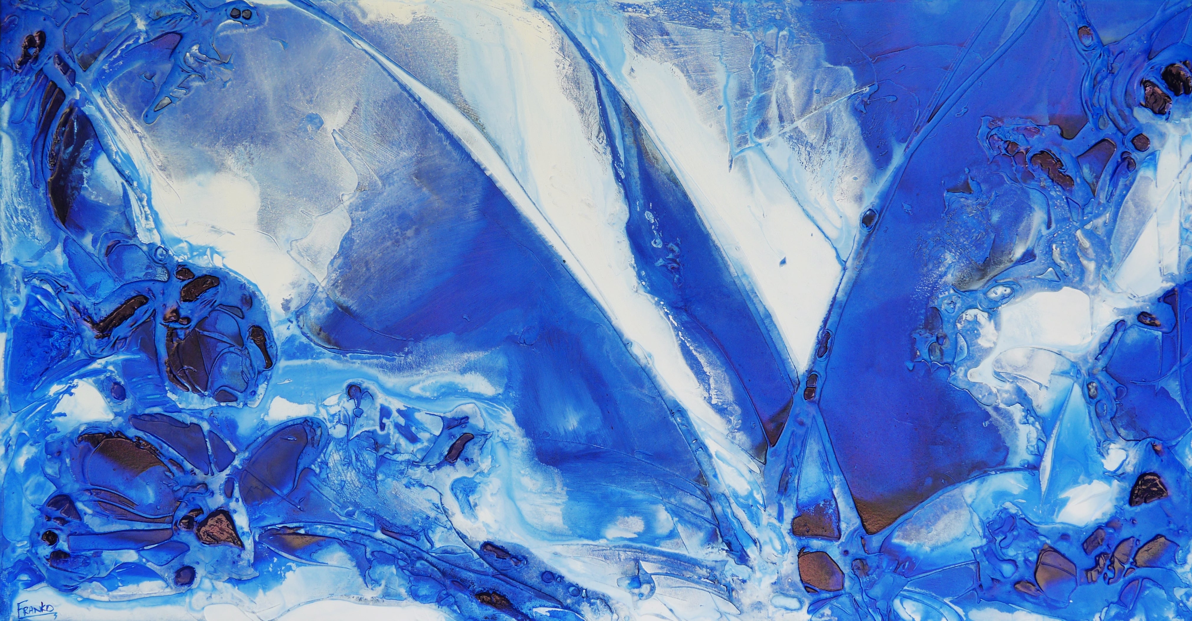 Blue Bay 190cm x 100cm Textured Abstract Canvas Wall Art - Modern Home Decor for Living Room, Bedroom & Office
