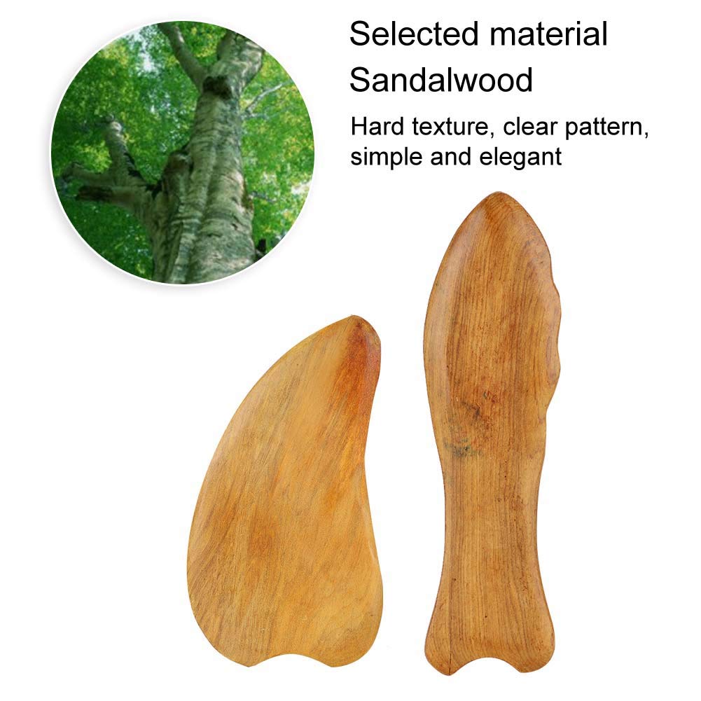 Premium Sandalwood Gua Sha Massage Tool Set (2-Pack) - Natural Wooden Scraping Board for Face, Neck & Body Relaxation - Soothe Muscles & Improve Circulation - Perfect for Self-Care & Spa Treatments