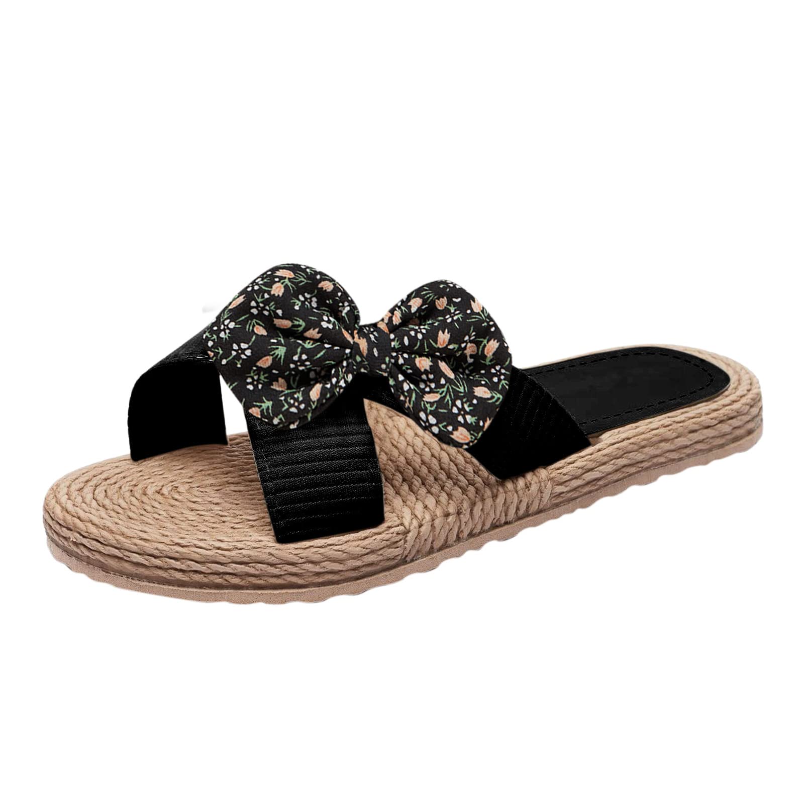 Women's Floral Flat Slippers - Comfortable Open-Toe Beach Sandals with Sunflower Design | Perfect for Summer, Vacation, and Home Relaxation