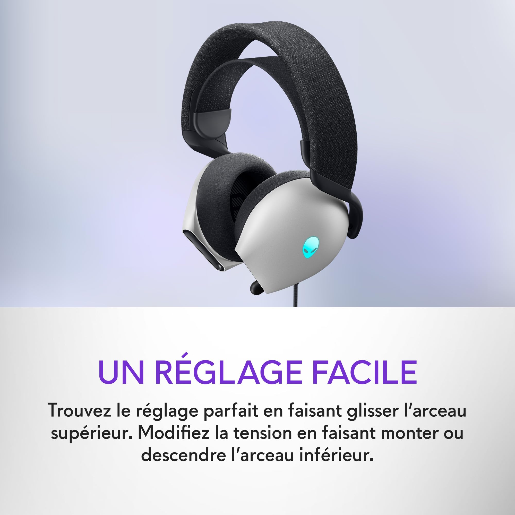 Alienware AW520H Wired Gaming Headset - Lunar Light - Noise Cancelling Mic, Comfortable Ear Cushions for PC, PS5, Xbox - Perfect for FPS, Streaming & Esports