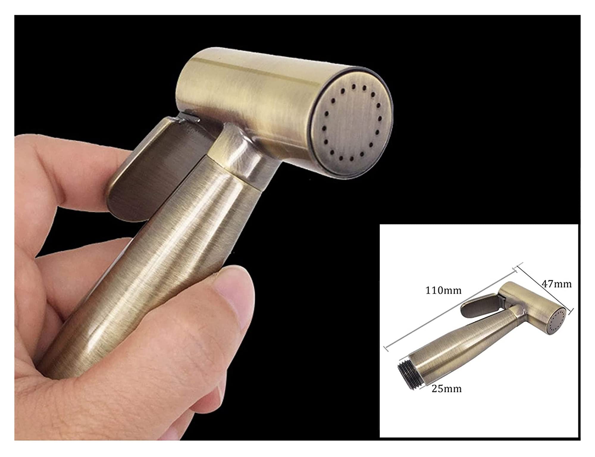 Brushed Gold Toilet Sprayer Gun - Hot & Cold Water Hygienic Bidet Faucet with Shattaf Spray - Perfect for Bathroom Cleaning, Baby Care & Personal Hygiene