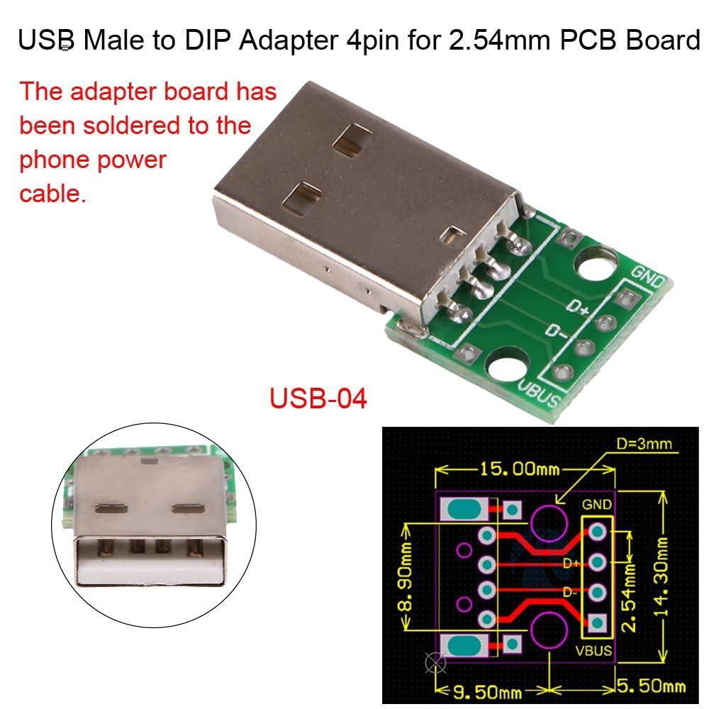 MakerHawk 6pcs USB to DIP Adapter Converter Kit - Mini USB Female, Micro USB Female, 2.54mm 4pin USB Male, USB 2.0/3.0 Female & Type B Square Interface to DIP PCB Breakout Board Module for DIY Electronics & Prototyping Projects