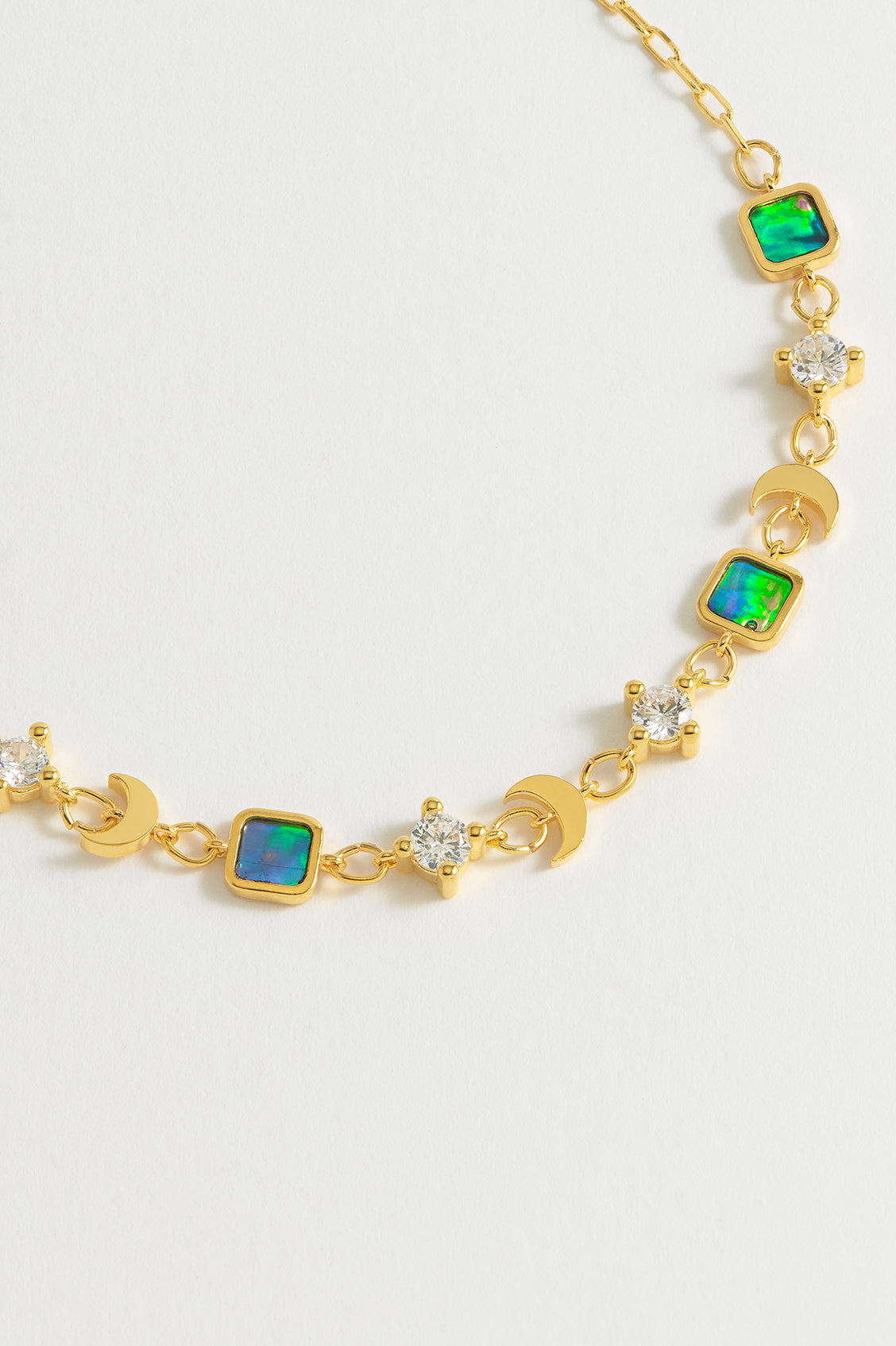 Elegant Abalone CZ Moon Pendant Necklace for Women - Perfect for Date Nights & Special Occasions