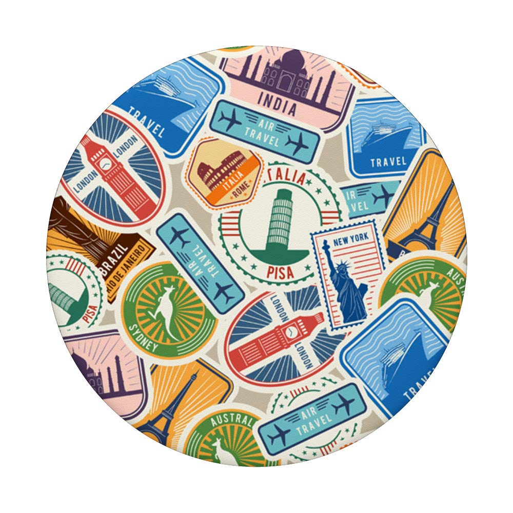 Travel Stamps Visa PopSockets - Phone Grip & Stand for Travel Lovers