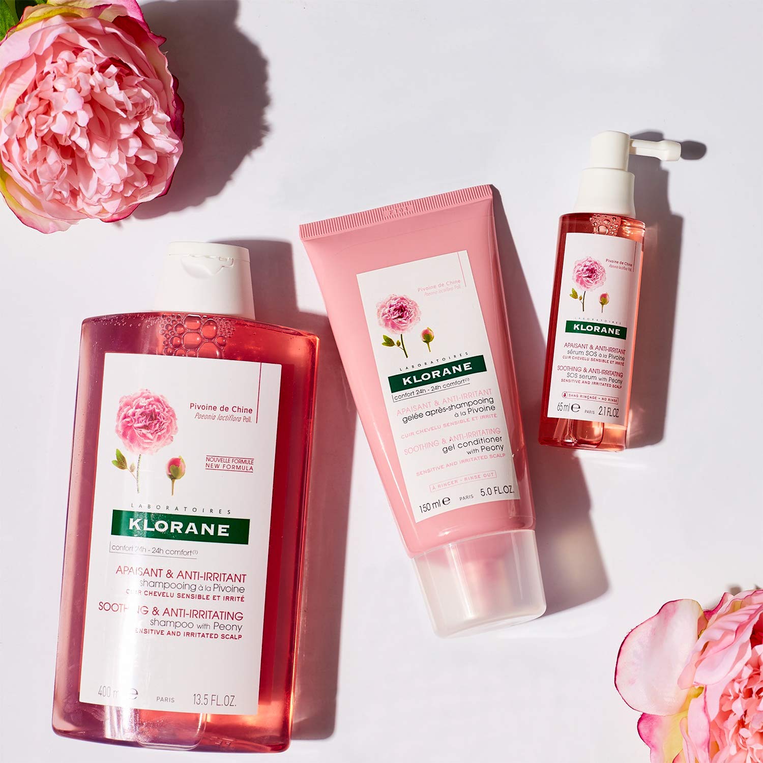Klorane Peony Shampoo for Sensitive Scalp - Soothing & Hydrating Hair Care - Ideal for Daily Use & Color-Treated Hair