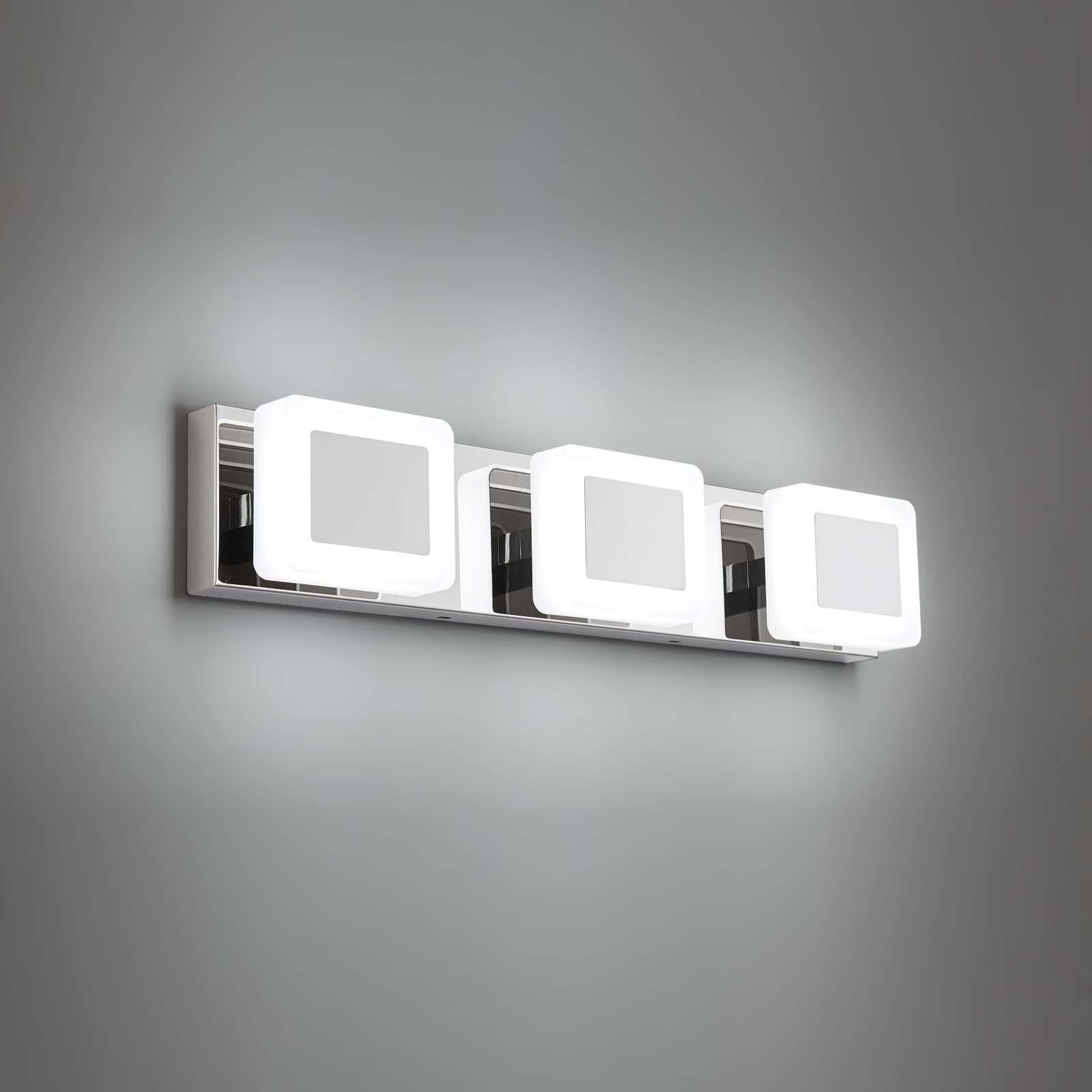 Dimmable Modern Bathroom Vanity Light Fixture - 3-Light LED Mirror Lighting in White | Perfect for Bathroom Makeovers, Spa-Like Ambiance & Contemporary Home Decor
