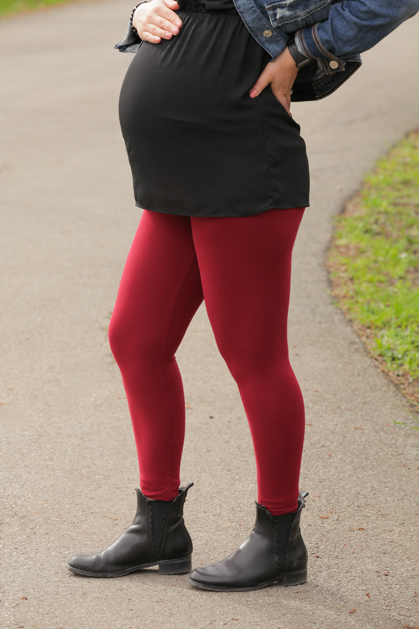 Burgundy Red Maternity Leggings - Comfortable Stretchy Pregnancy Pants for Women | Perfect for Yoga, Workout & Everyday Wear