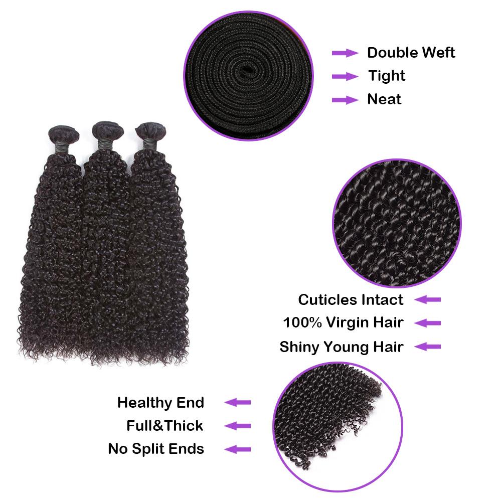 100% Virgin Human Hair Bundles - Kinky Curly Natural Black Hair Extensions for African American Women | Perfect for Protective Styles, Weaves & Braids