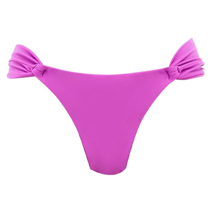 **Pink Magenta Brazilian Side Scrunch Bikini Bottom - High Waisted Swimwear for Women, Beach & Pool Party, Summer Vacation**