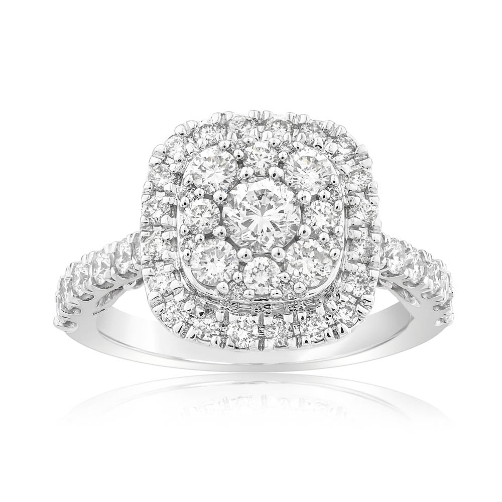 1.40 Carat Cushion Cut Diamond Engagement Ring in 10K White Gold - Perfect for Proposals, Anniversaries & Special Occasions