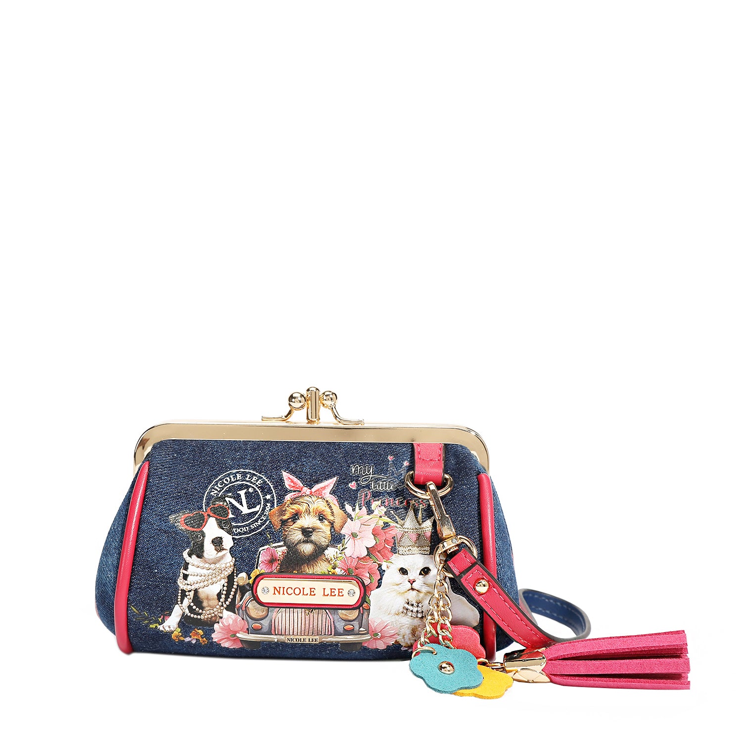 Denim Mini Kiss Lock Coin Purse Wristlet - Stylish Small Wallet for Women - Perfect for Parties, Shopping & Everyday Use