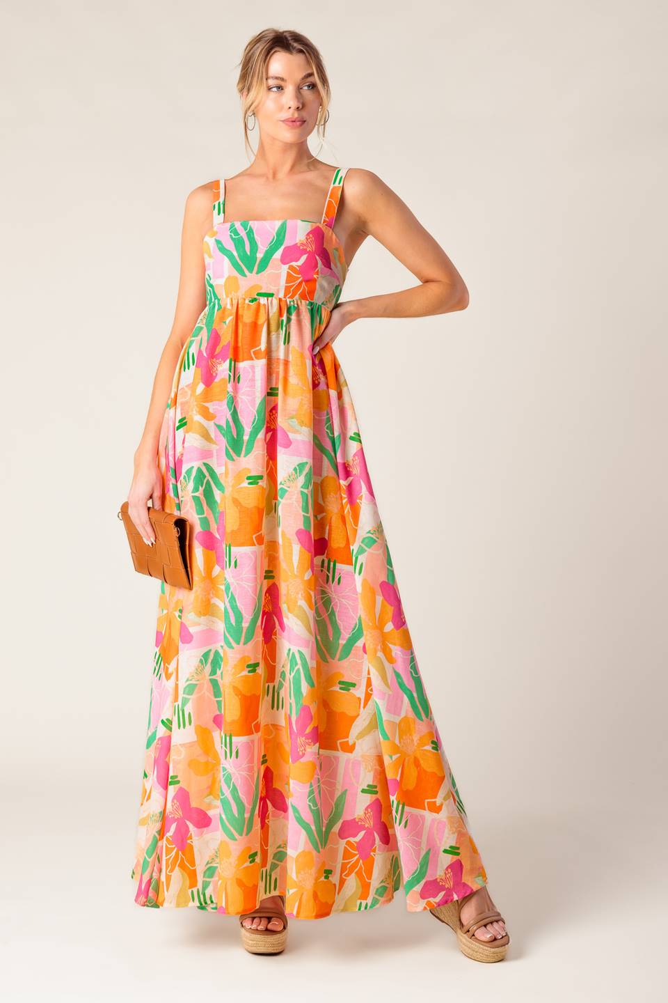 BON VOYAGE MAXI DRESS - Floral Print Summer Beach Dress for Women in Pink & Orange | Perfect for Vacation, Pool Party & Boho Outfit