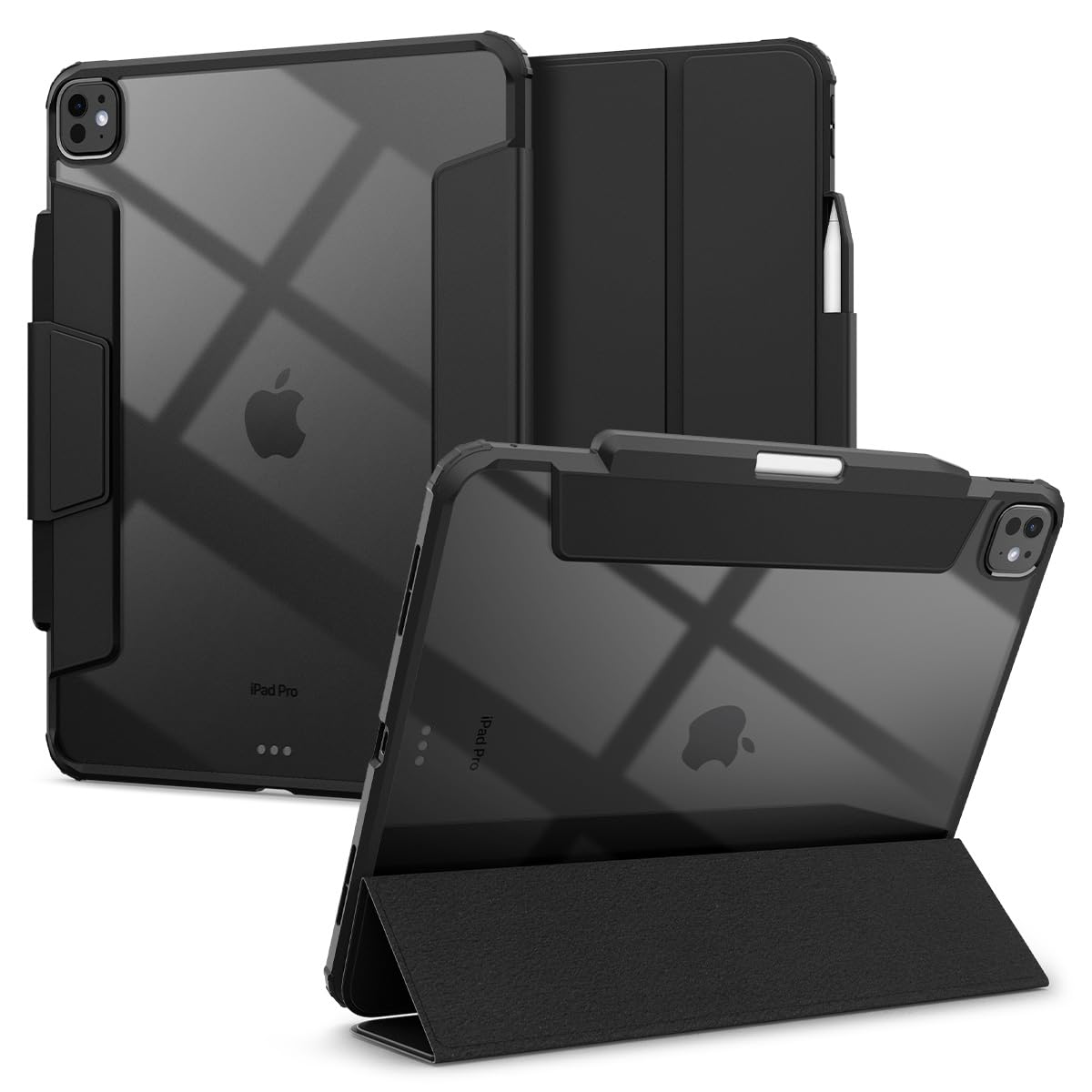 Spigen Ultra Hybrid Pro Case for iPad Pro 13 inch (2024, M4 Chip) - Clear Transparent Back with Pencil Holder, Slim Protective Cover - Perfect for Work, School & Travel