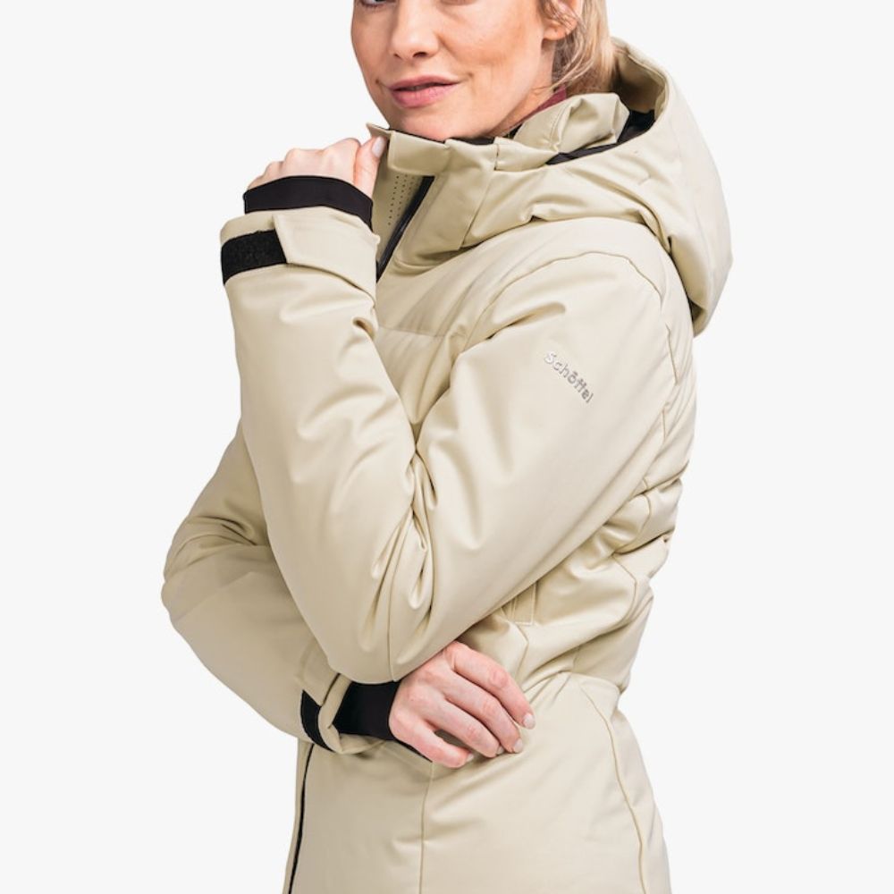 Schoffel Women's Misurina Down Ski Jacket - Smokey Sands - Warm & Waterproof Winter Coat for Skiing, Snowboarding & Outdoor Adventures