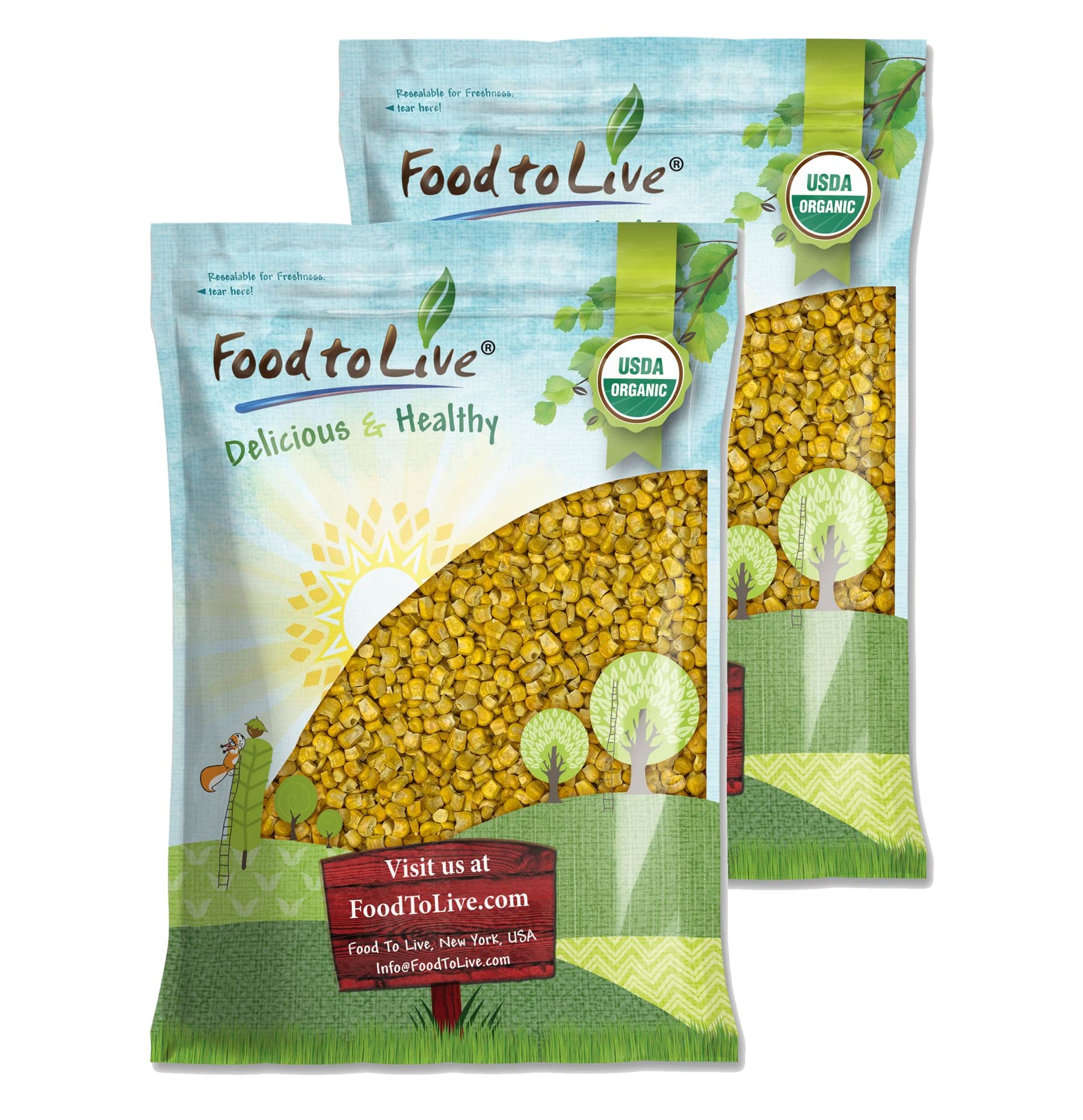 Organic Super Sweet Freeze-Dried Corn Kernels - Non-GMO, Kosher, USA Grown, 5lb Bulk Pack - Healthy Snack for Camping, Emergency Food Storage & Smoothie Bowls