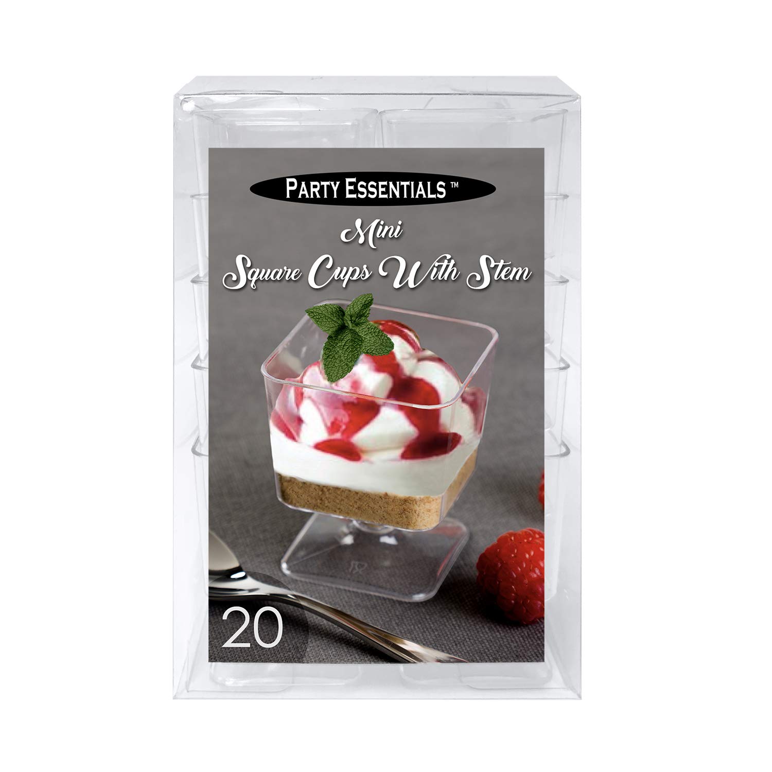480-Pack Mini Clear Hard Plastic Square Cups with Stem - Perfect for Parties, Weddings, and Events - Durable Disposable Drinkware for Cocktails, Mocktails, and Beverages